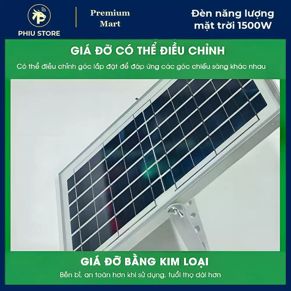 Đèn năng lượng mặt trời - đèn pha năng lượng mặt trời 1500W, đèn NLMT có điều khiển