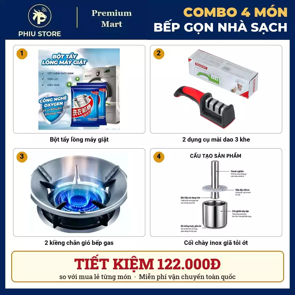 Combo Bếp Gọn Nhà Sạch 4 Món