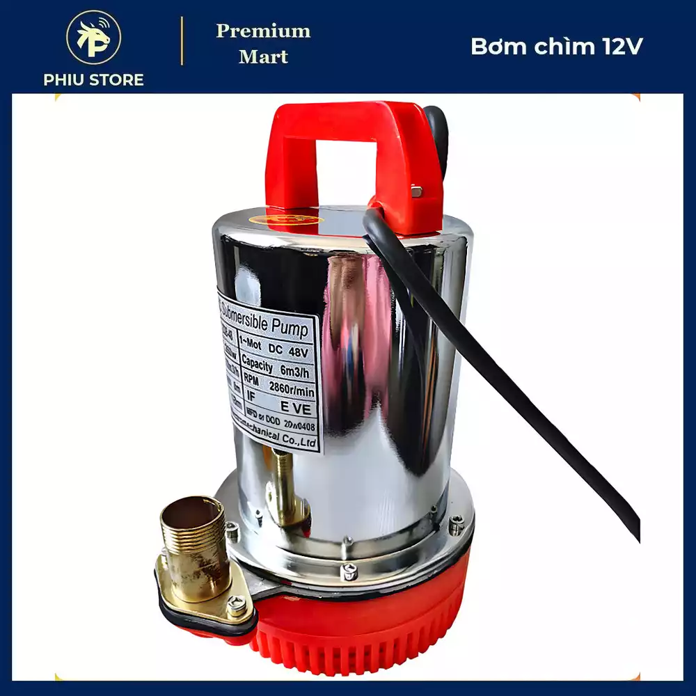 Bơm chìm 12V - máy bơm chìm dùng bình ắc quy, bơm nước 12V đẩy cao
