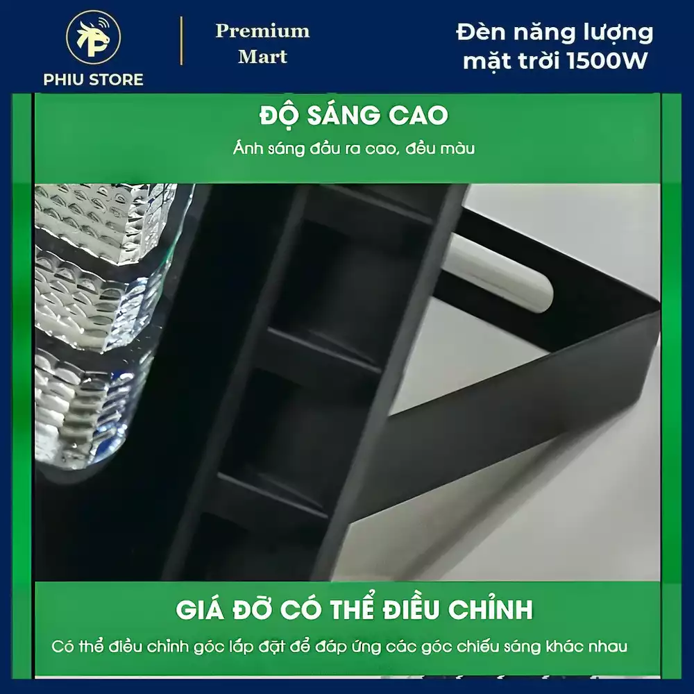 Đèn năng lượng mặt trời - đèn pha năng lượng mặt trời 1500W, đèn NLMT có điều khiển
