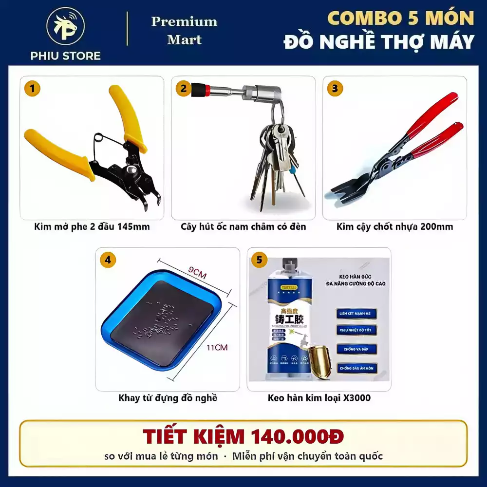 Bộ Đồ Nghề Sửa Xe Máy Ô Tô 5 Món