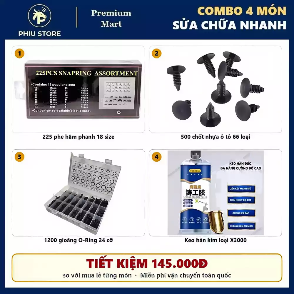 Bộ Dụng Cụ Sửa Chữa Ô Tô Xe Máy 4 Món