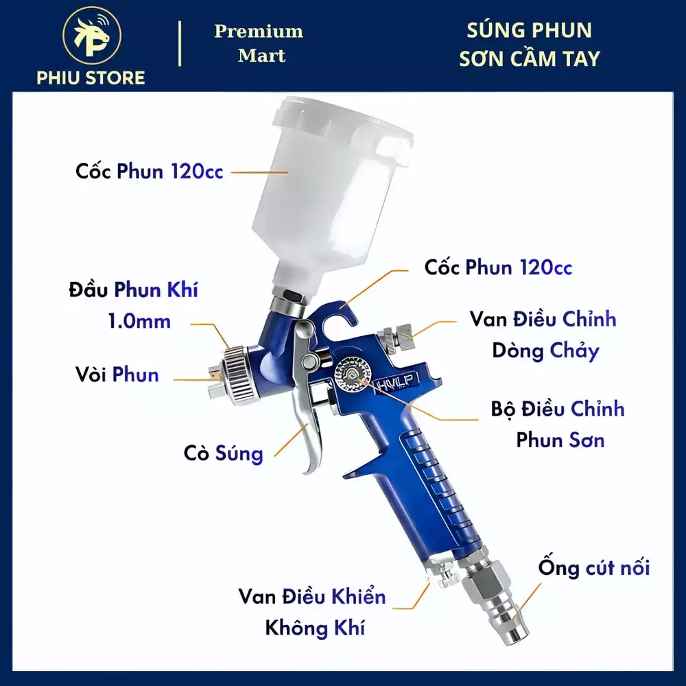 Súng Phun Sơn Mini Cầm Tay - Súng Phun Sơn Mini Khí Nén
