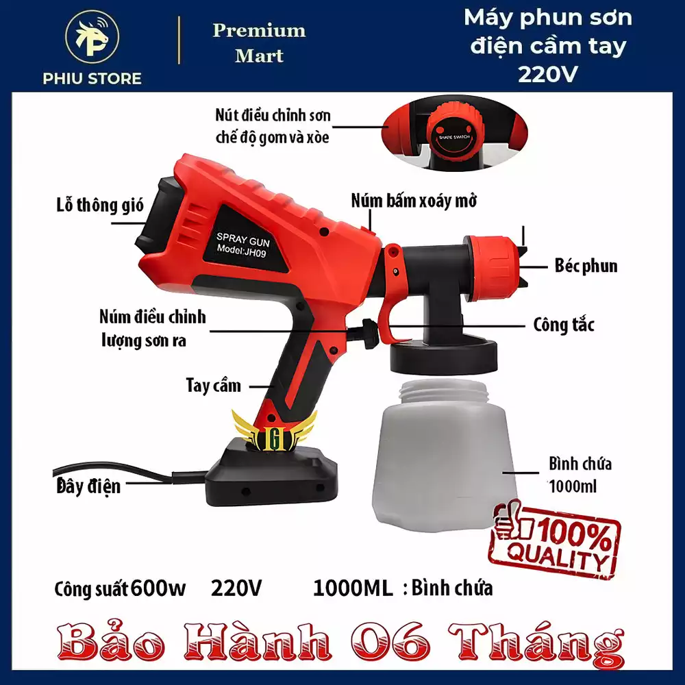 Máy phun sơn điện cầm tay - máy phun sơn 220V, súng phun sơn chạy điện