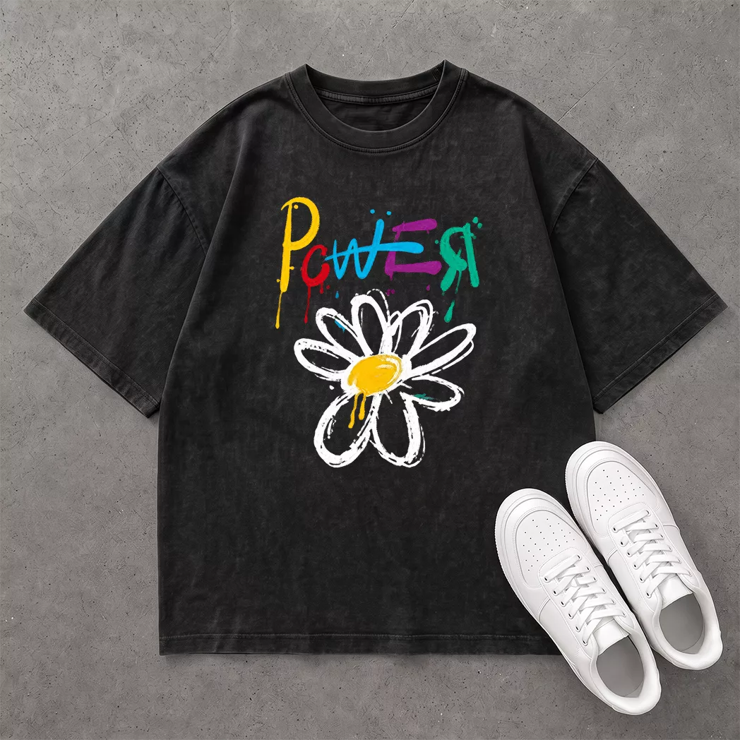 Áo G-Dragon POWER Hoa Cúc - Tee Oversized