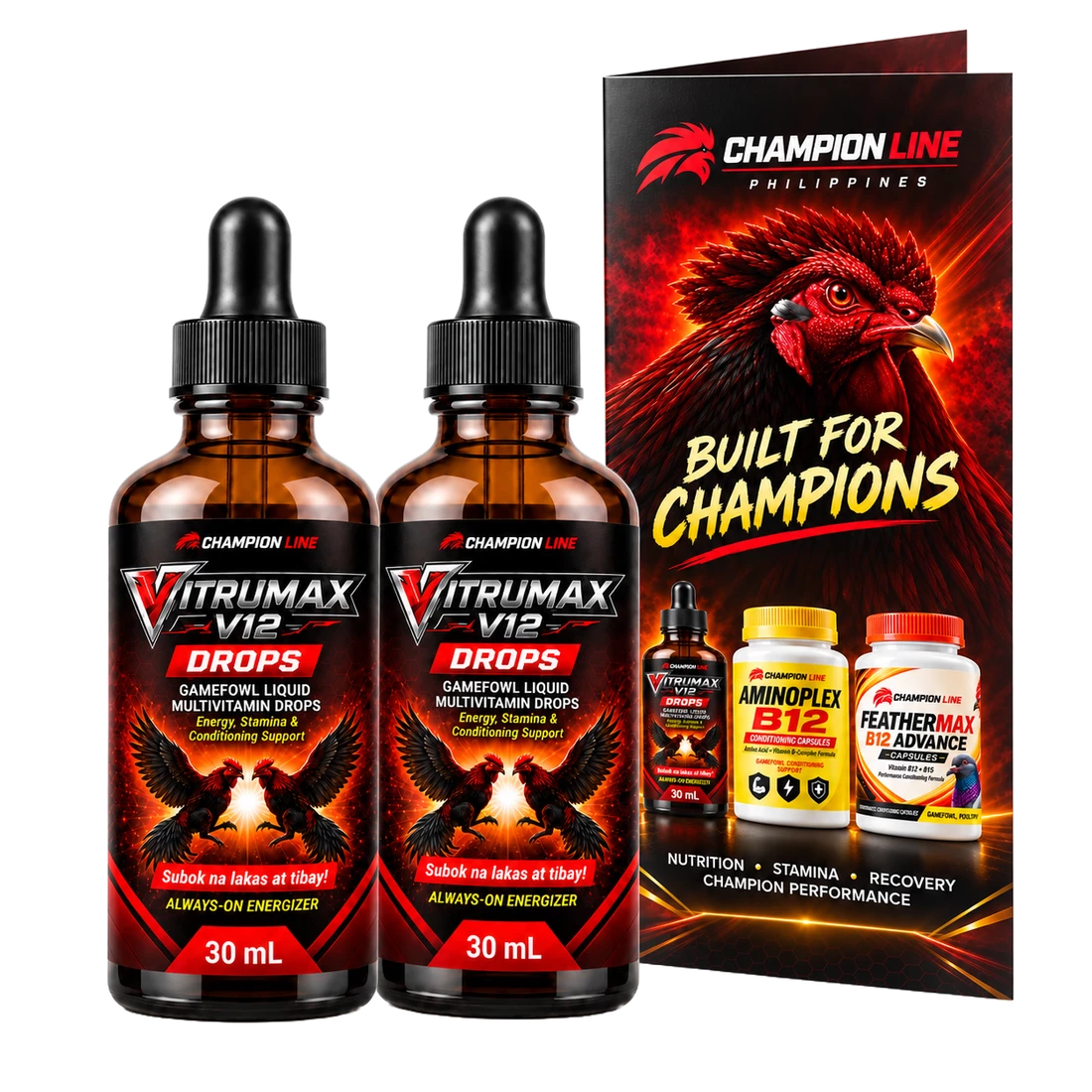 Elite Pack: 2 bottles of Vitrumax V12 Drops with the free Champion Line pamphlet