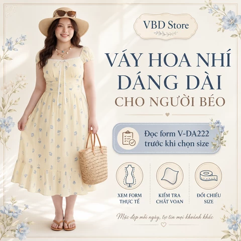 Váy Hoa Nhí Dáng Dài Cho Người Béo: Đọc Form V-DA222