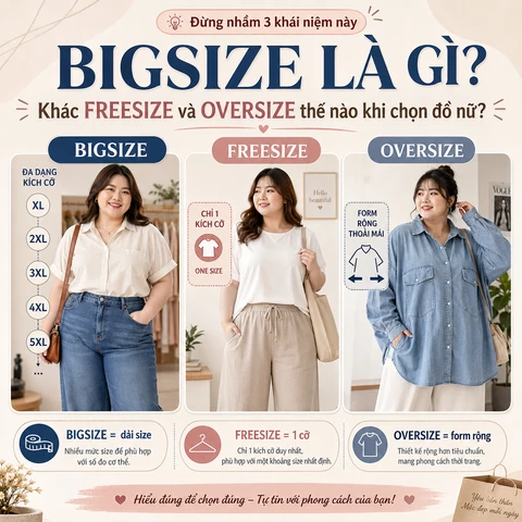 Bigsize là gì? Phân biệt freesize và oversize khi chọn đồ nữ