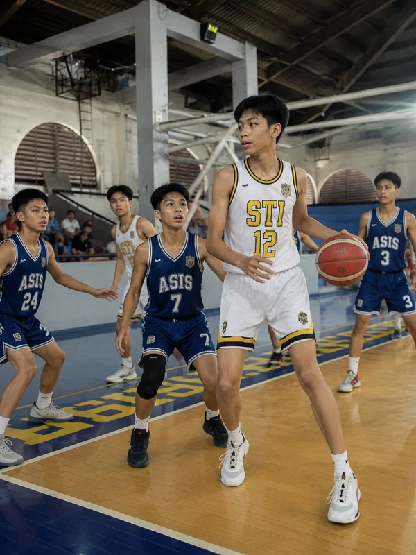 Teen playing basketball after school