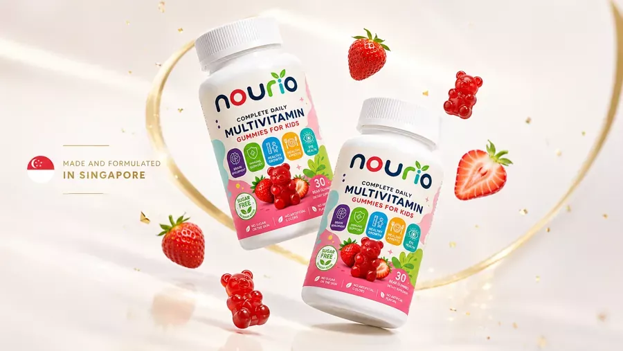 Nourio kids multivitamin gummies made in Singapore