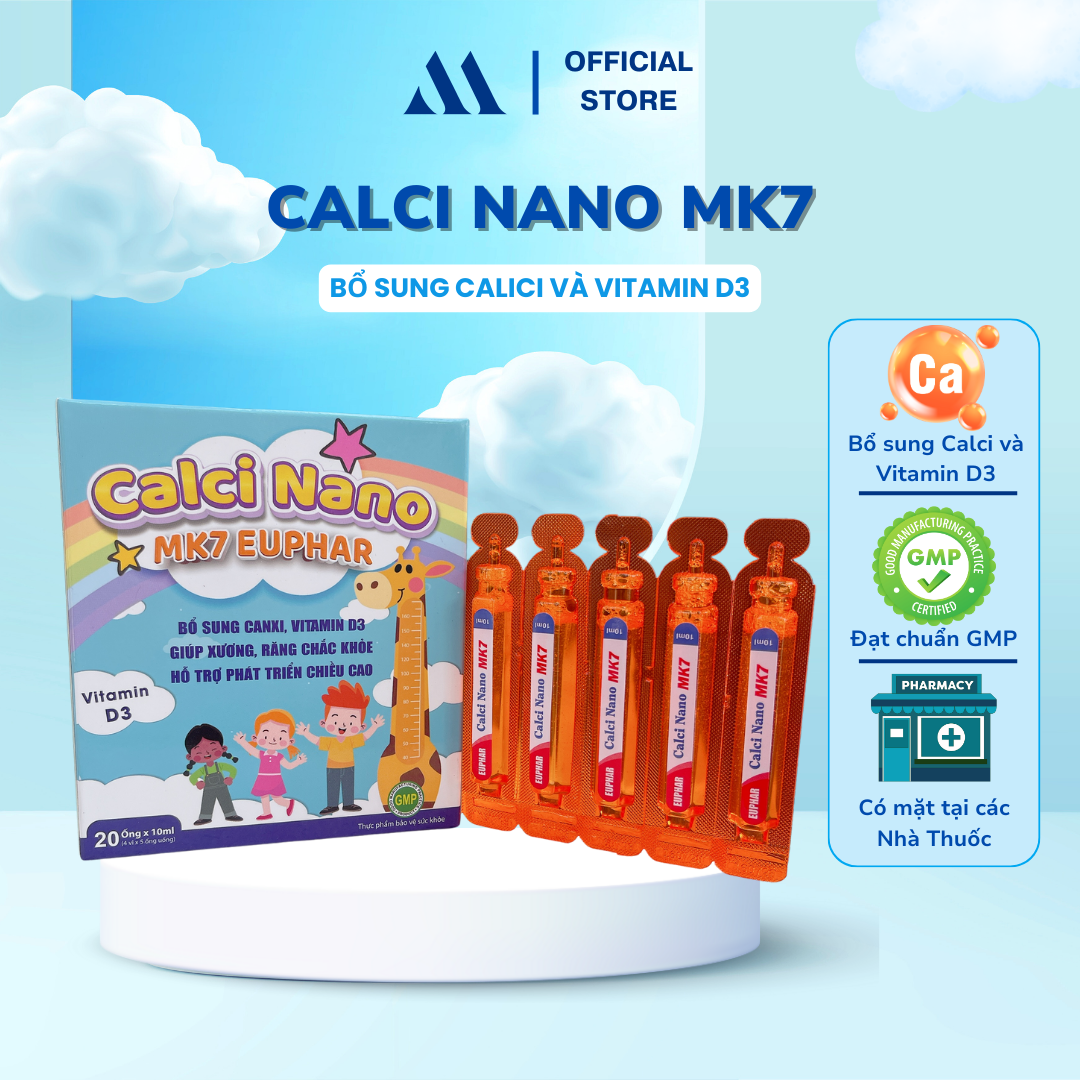 Thực phẩm bảo vệ sức khỏe CALCINANO MK7 EUPHAR ( Hộp 20 ống x 10ml )