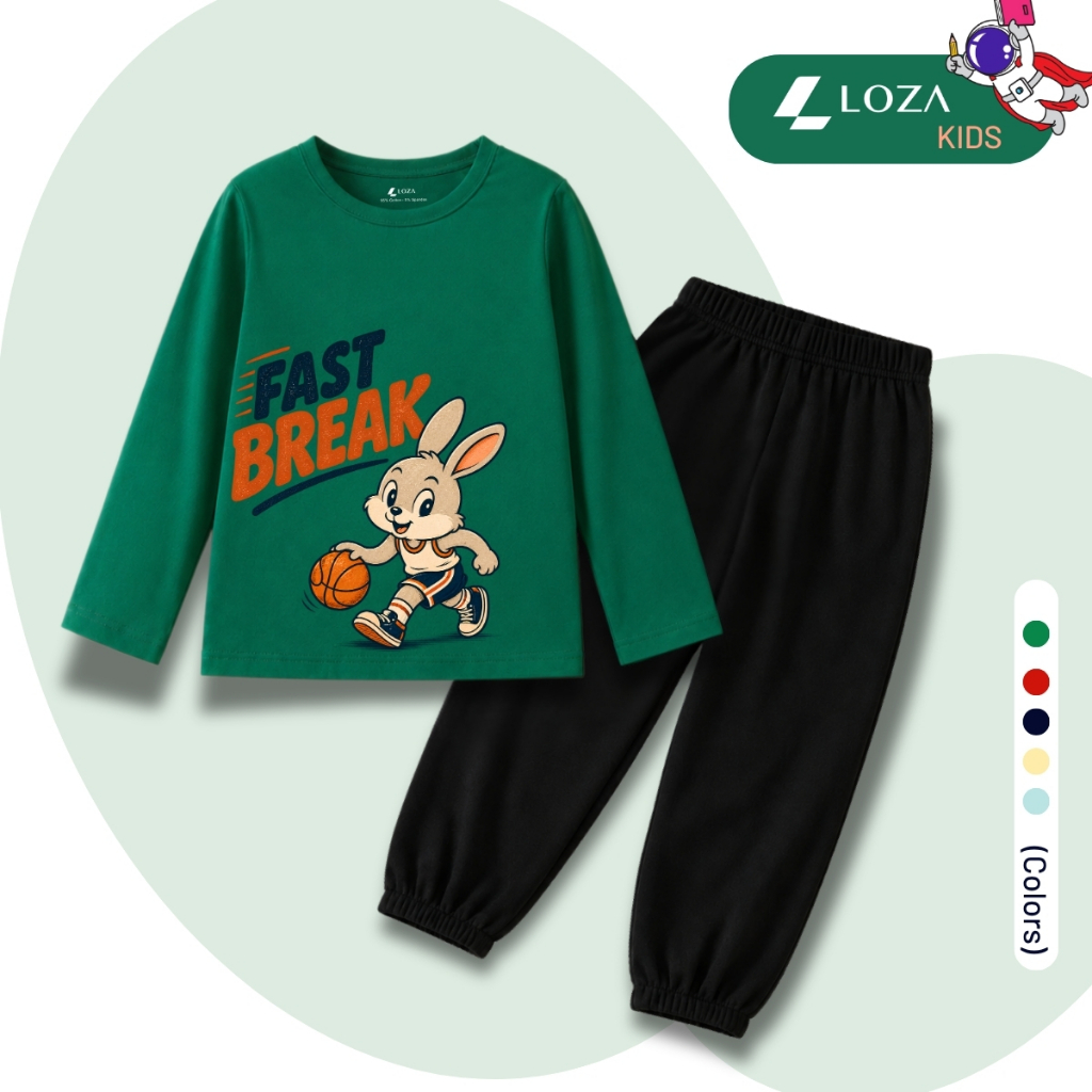 Set bộ Thu - Đông chất liệu cotton bé trai hình Thỏ đá bóng - Loza Kids BW745_thumbnail_2
