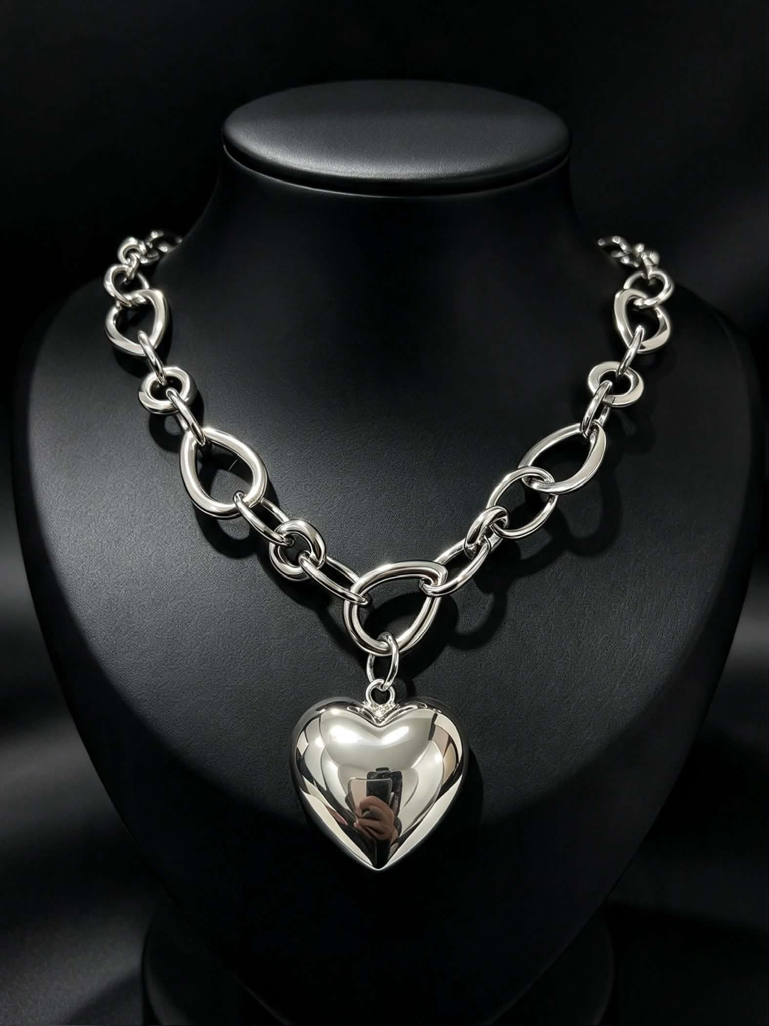 CHUNKY TIFF & CO HEART NECKLACE SILVER