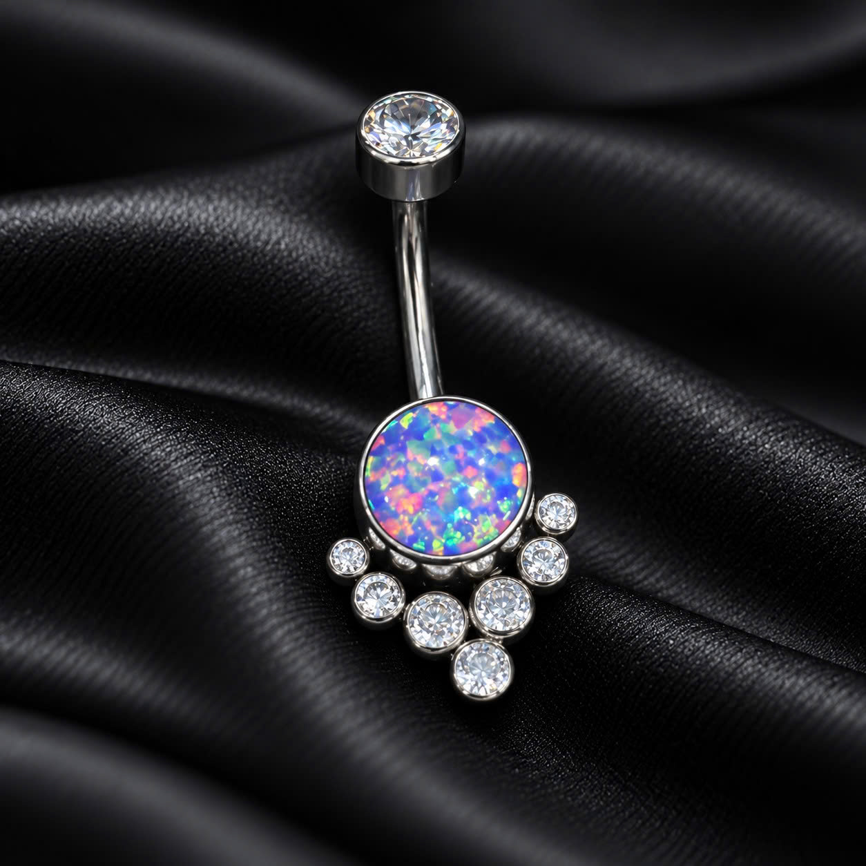 rốn titan đá opal xanh tím kim cương chùm
