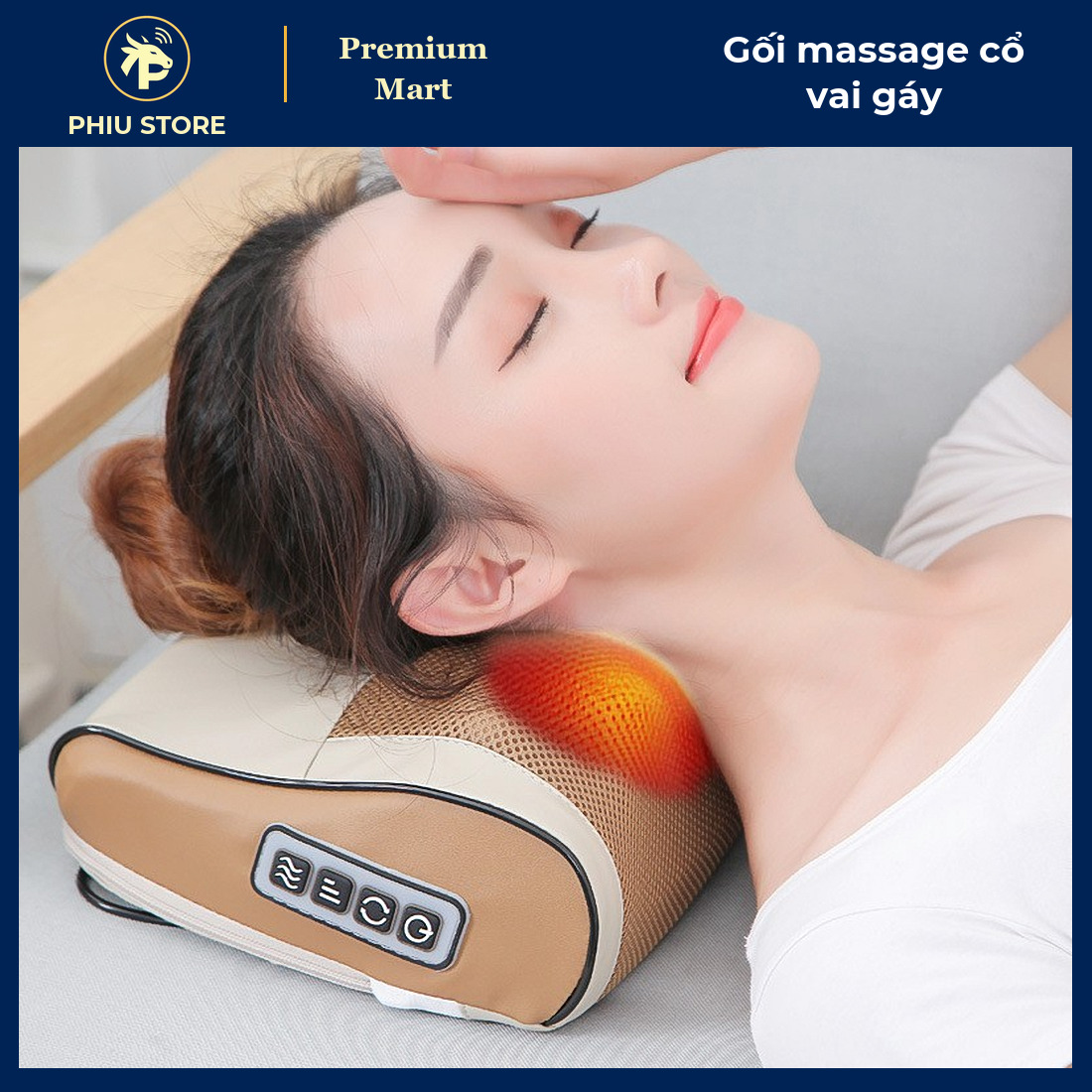 Gối Massage Cổ Vai Gáy 16 Bi Hồng Ngoại Làm Ấm, Đảo Chiều, 3 Mức Tốc Độ, Dùng Được Trên Ô Tô 12V - PHIU STORE_thumbnail_1