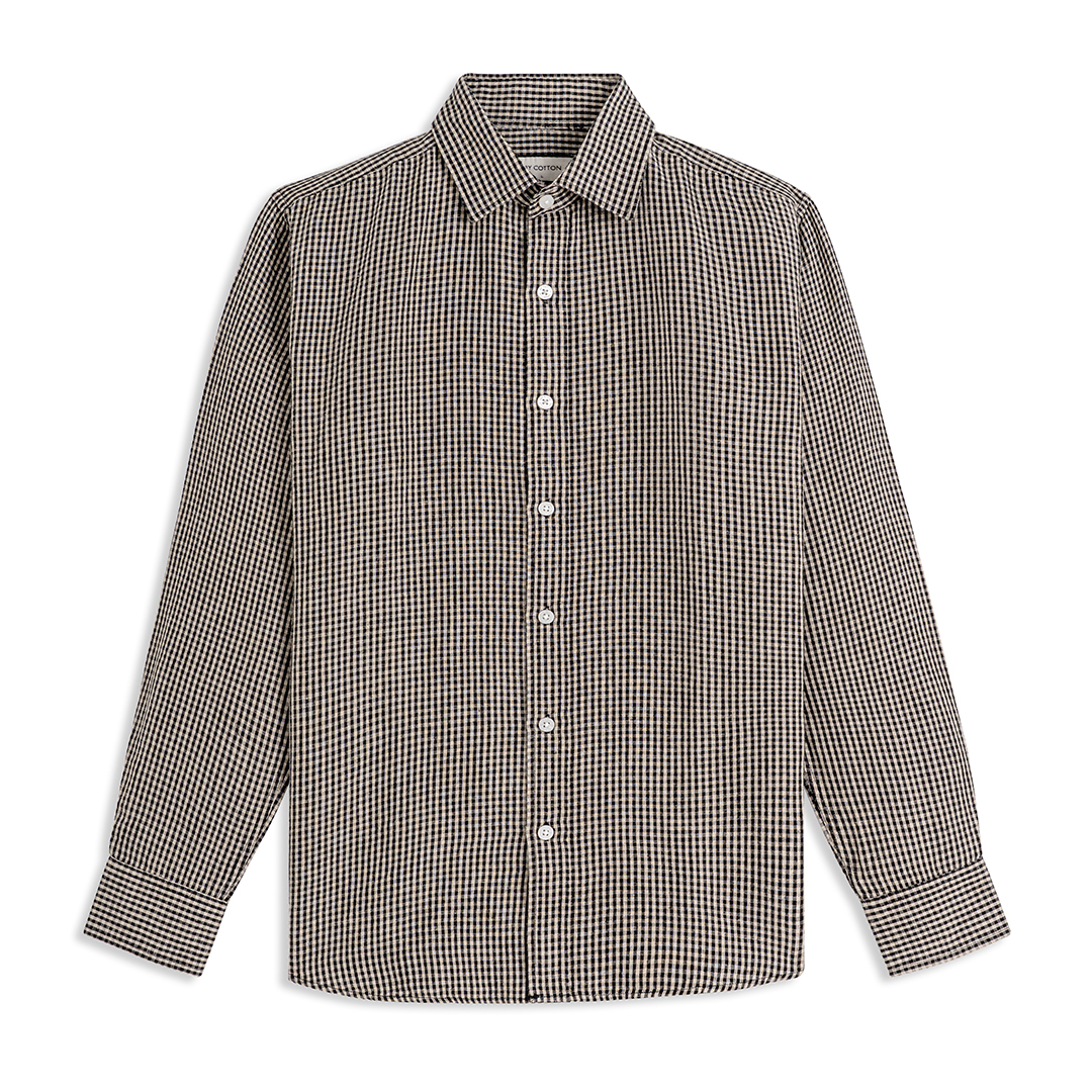 Áo Sơ Mi Nam By Cotton Linen Caro Đen