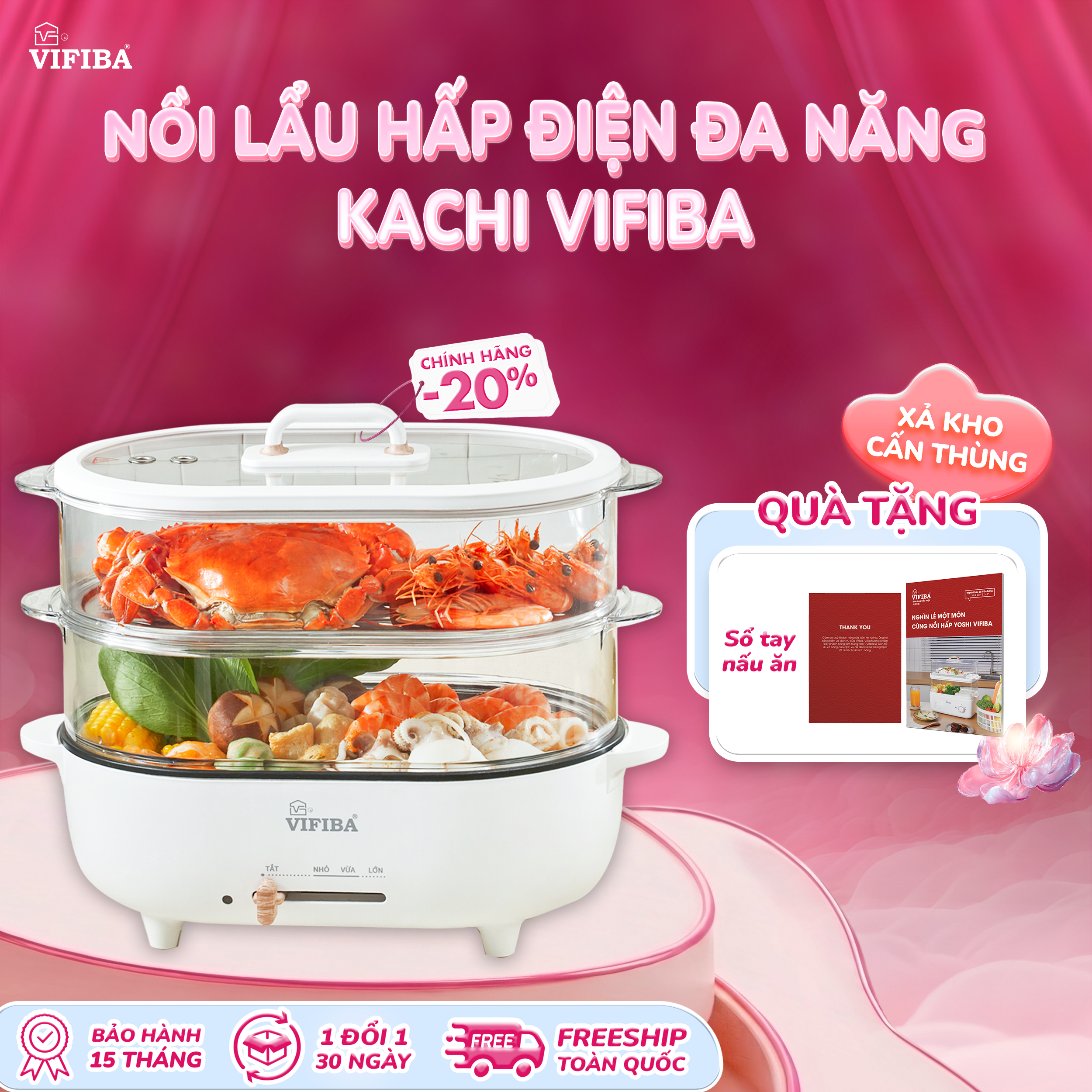 Xả Kho Cấn Thùng Nồi Đa Năng 3in1 Kachi Vifiba