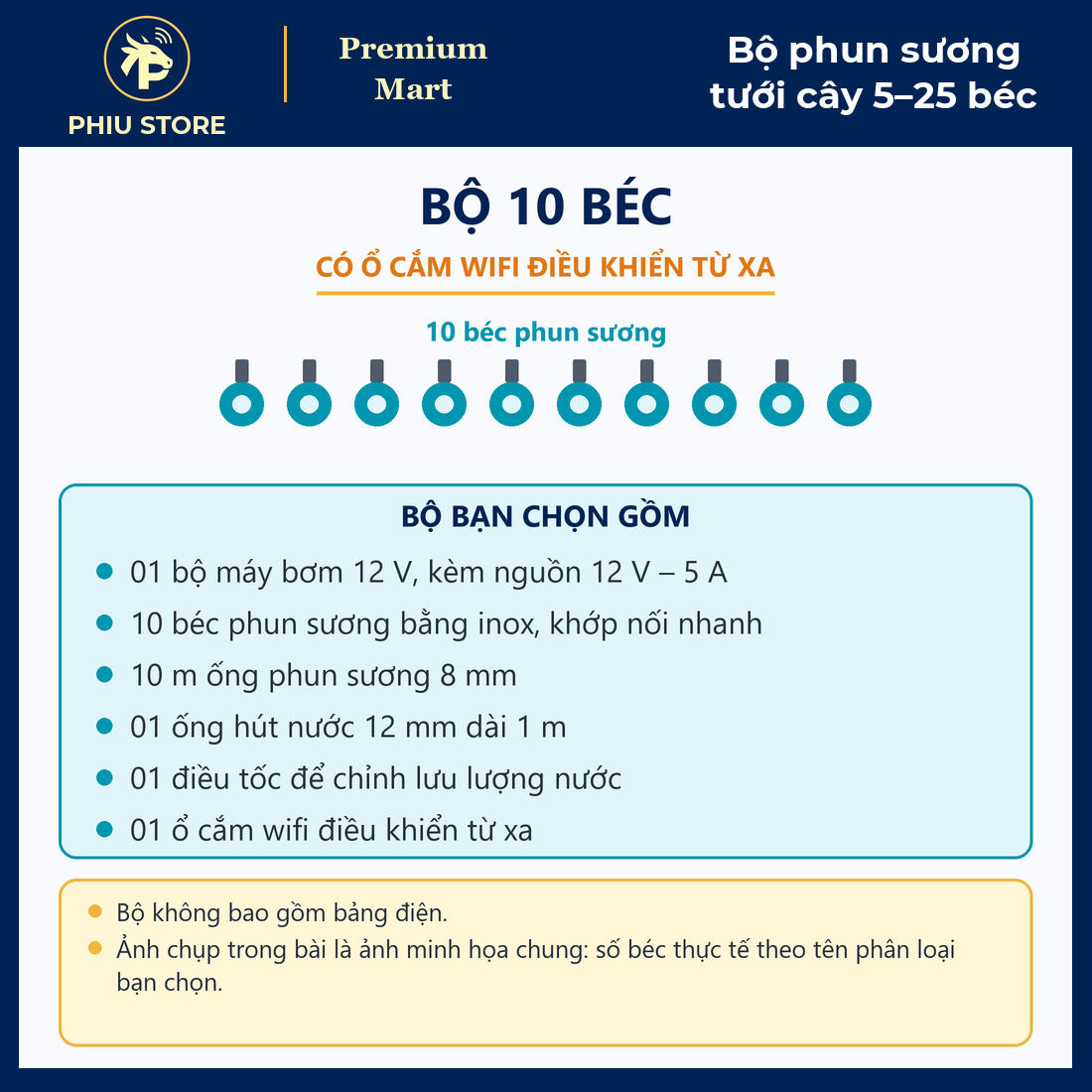 Bộ Phun Sương Làm Mát Tưới Cây Bơm 12V 5–25 Béc Inox, Có Bản Ổ Cắm Wifi Điều Khiển Từ Xa Hẹn Giờ - PHIU STORE_thumbnail_11
