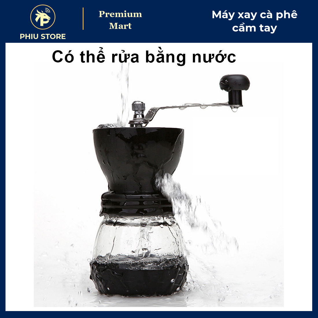 Máy Xay Cà Phê Cầm Tay Cối Gốm Điều Chỉnh Độ Mịn, Kèm 2 Hũ Thủy Tinh Có Đế Chống Trượt - PHIU STORE_thumbnail_6