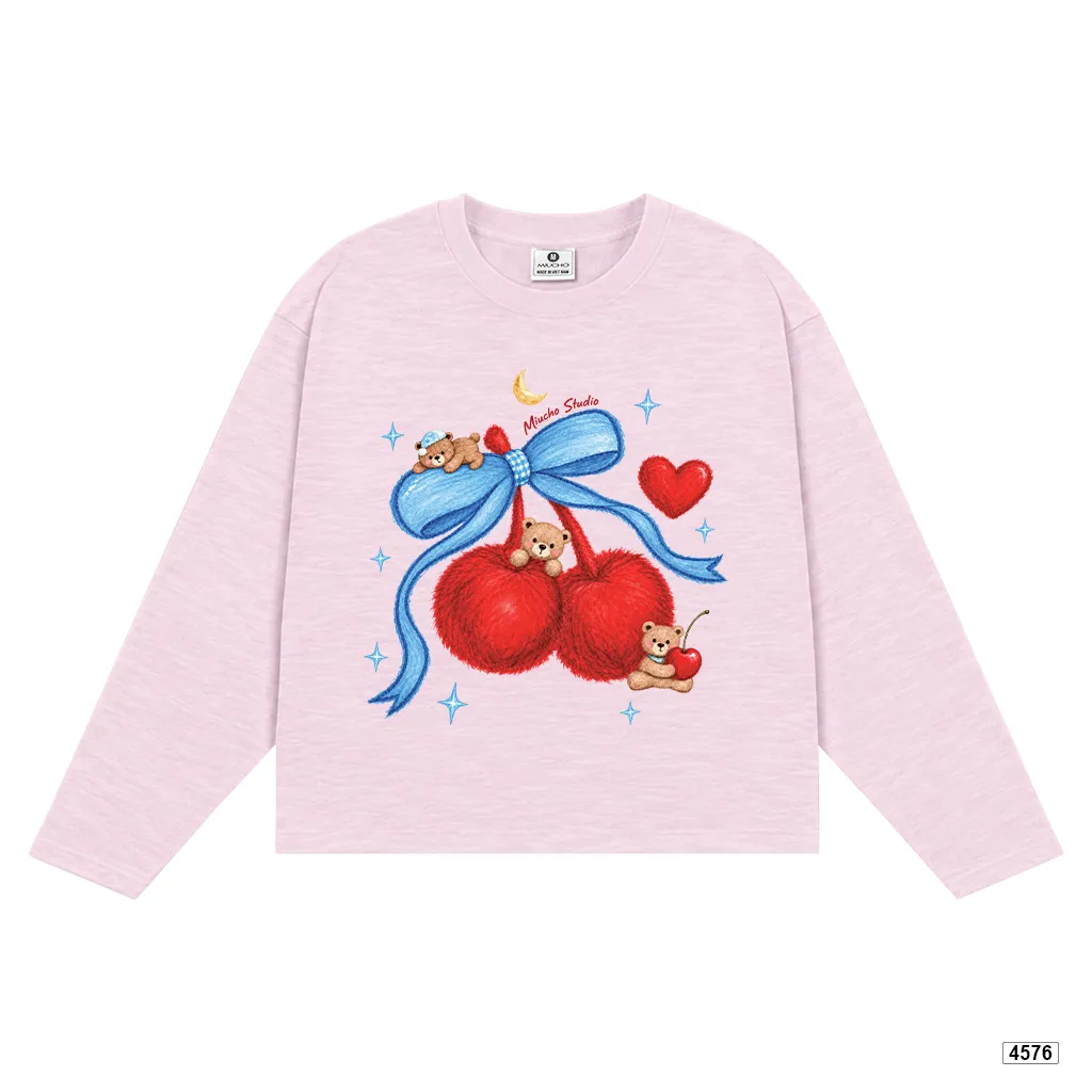 Áo thun nữ boxy tay dài chất cotton xước Teddy Táo đỏ Miucho 4576_thumbnail_10