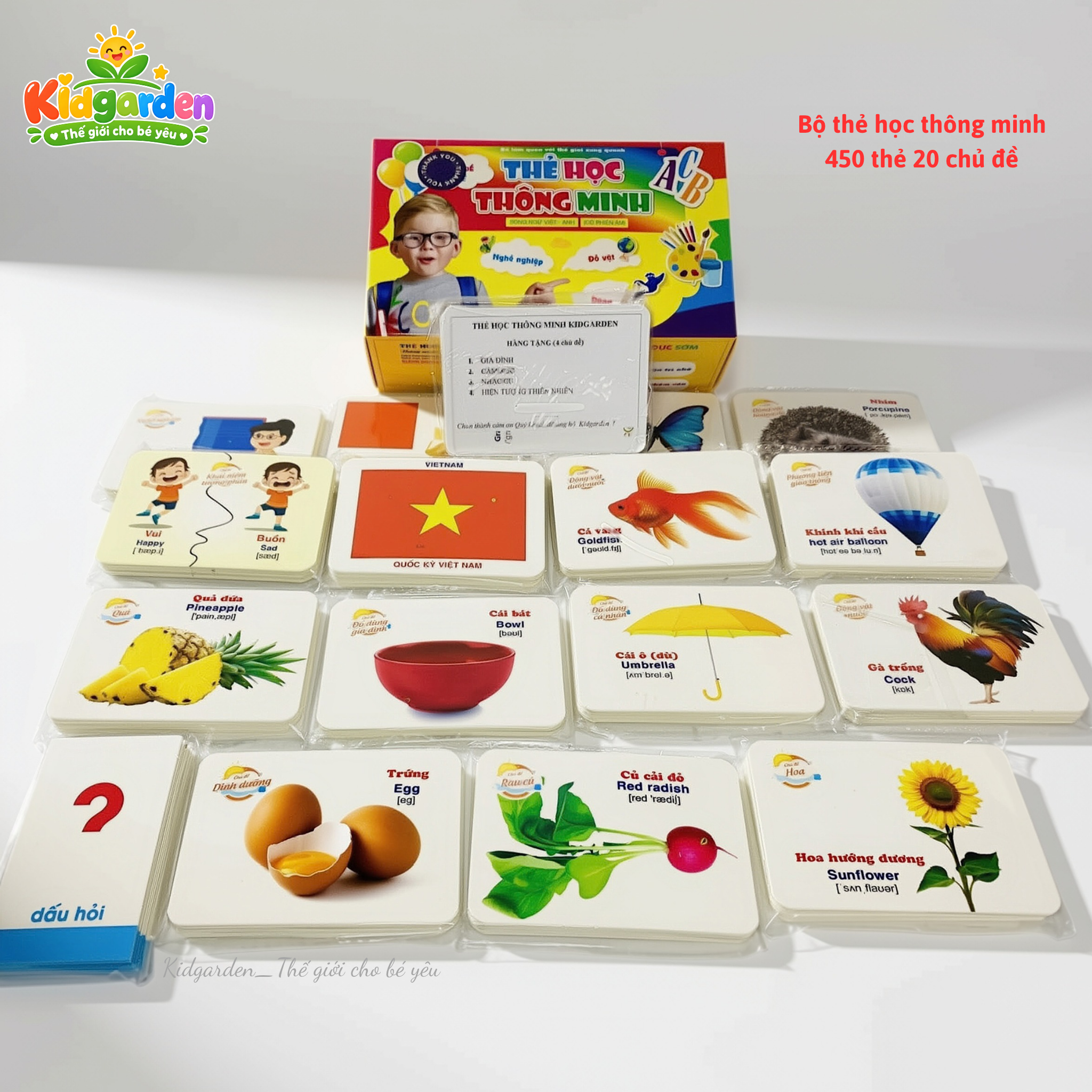 Bộ thẻ học thông minh 450 thẻ 20 chủ đề