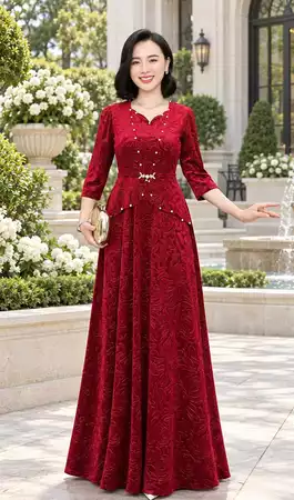 Đầm đỏ dáng dài N832