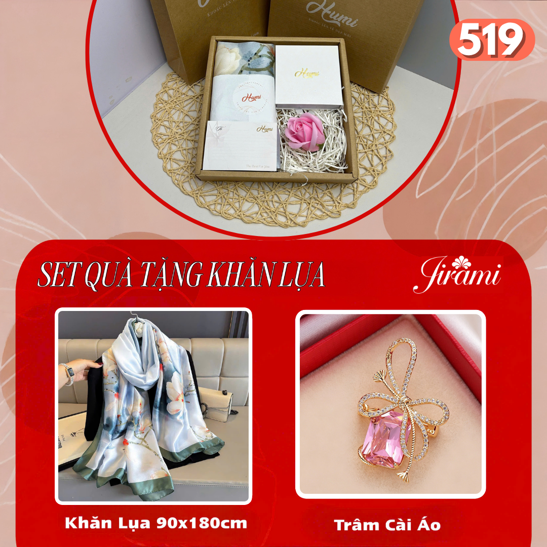 BỘ QUÀ TẶNG KHĂN LỤA + TRÂM CÀI (SQ-519)
