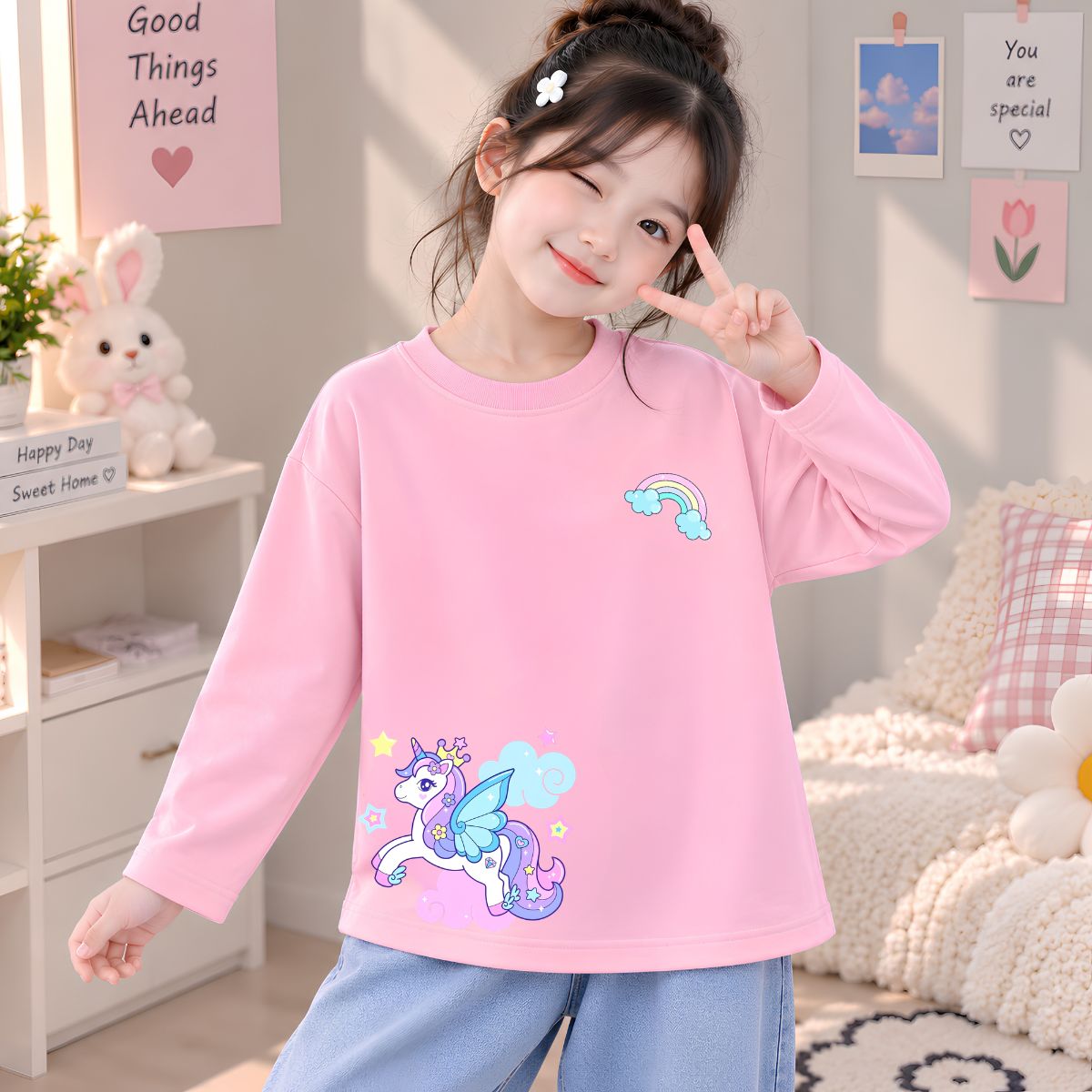 Áo thun dài tay bé gái hình Ngựa Pony dễ thương - Loza Kids  KT3732_thumbnail_5