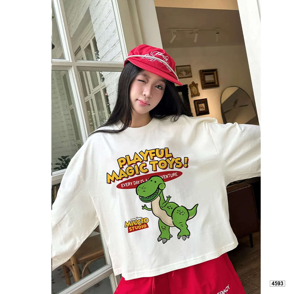 Áo thun tay dài Miucho hoạt hình khủng long 4593_thumbnail_2