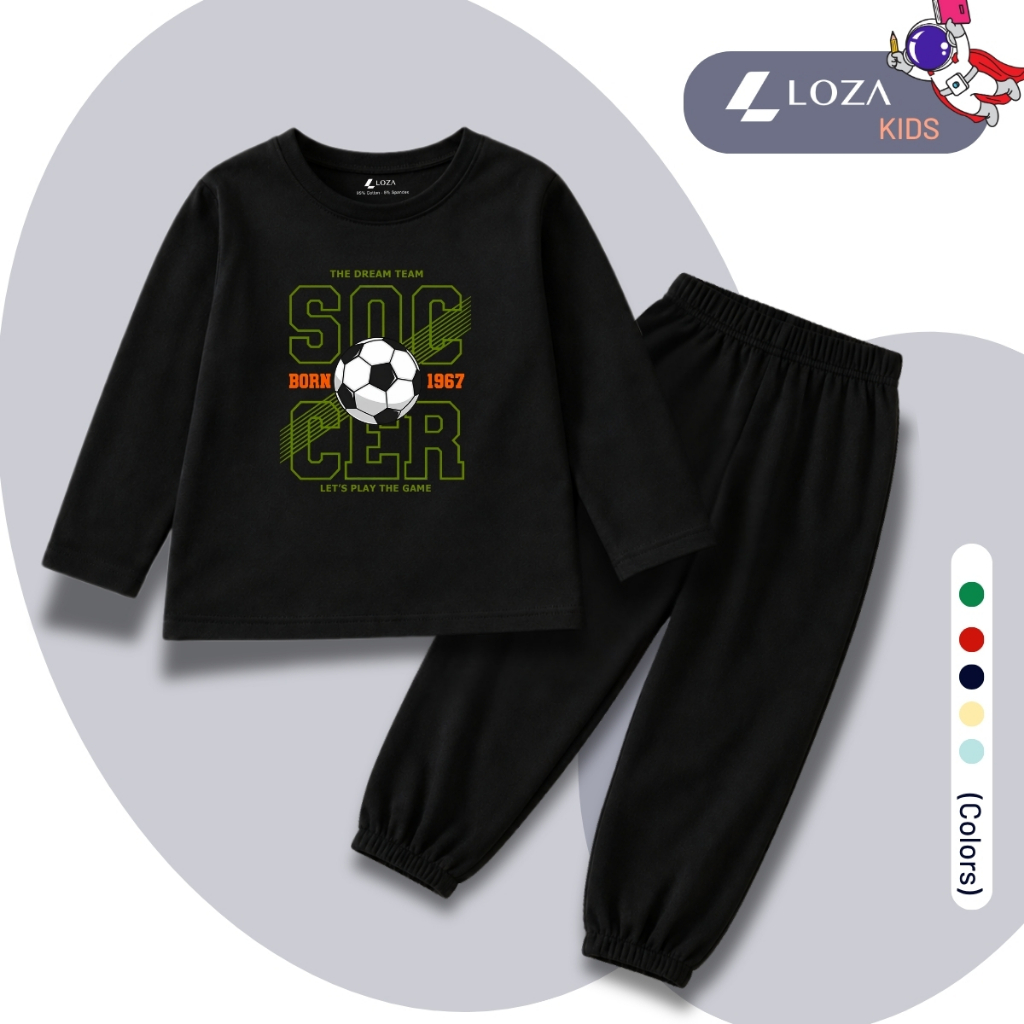 Set bộ Thu - Đông chất liệu cotton bé trai hình quả bóng Soccer - Loza Kids BW742_thumbnail_4