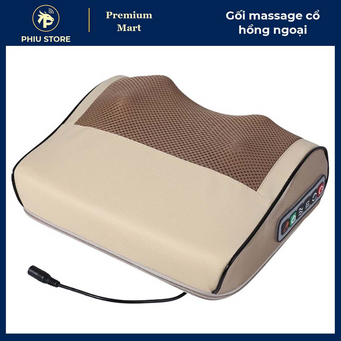 Gối Massage Hồng Ngoại Cổ Vai Gáy 16 Bi, 20 Bi - Mát Xa Cổ Vai Lưng Chân Tay, Có Chế Độ Nhiệt - PHIU STORE