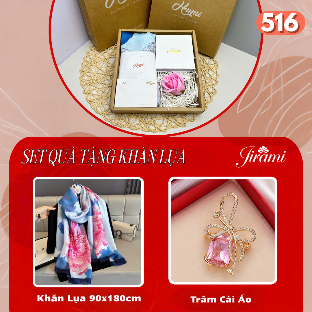 BỘ QUÀ TẶNG KHĂN LỤA + TRÂM CÀI (SQ-516)