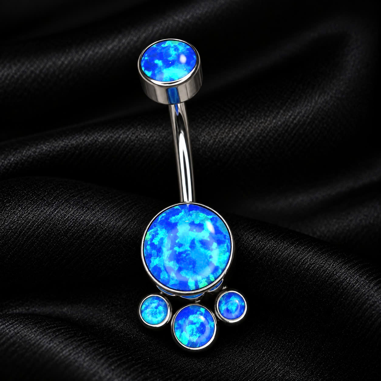 rốn titan đá opal xanh biển thập cẩm giống trái đất chúng mình đính ba đá tròn