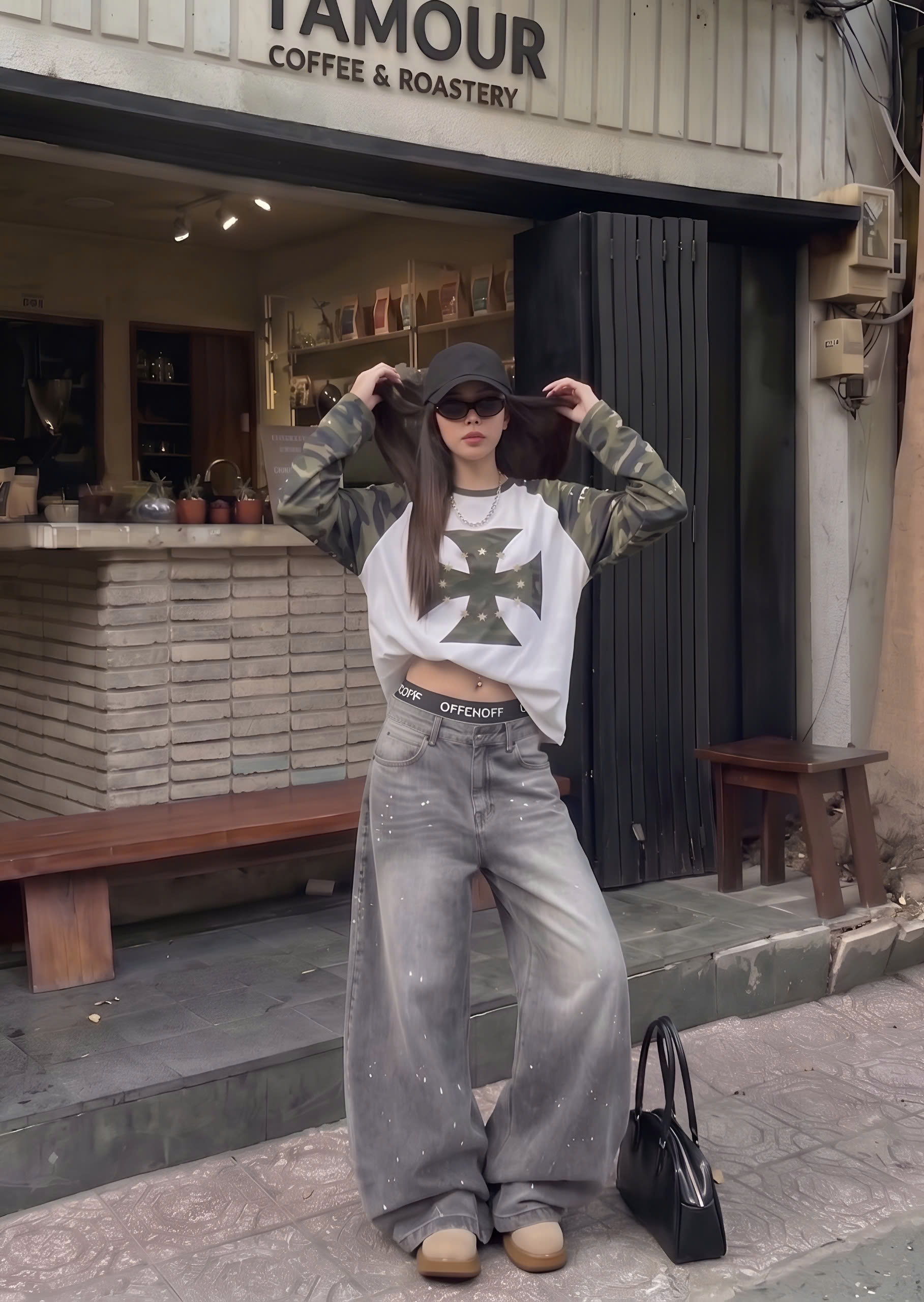 Áo Thun Tay Dài Form Boxy HIDDN Camo Cross Star Raglan_thumbnail_7