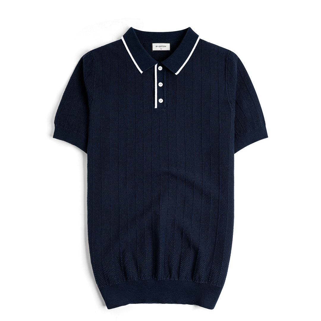 Polo Dệt Kim Herringbone Phối Viền Cổ SS2