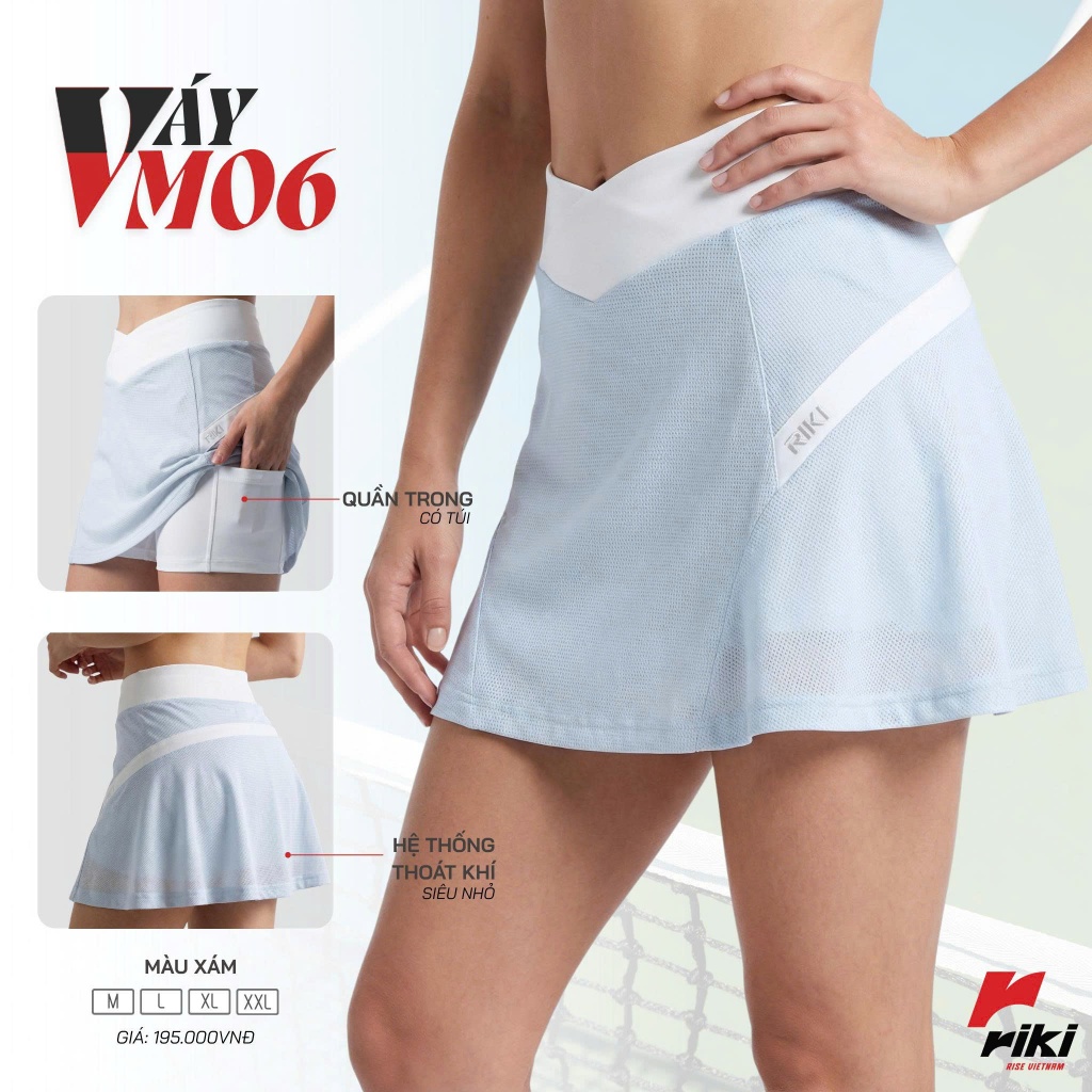 Váy Riki VM06 Có Quần Bảo Hộ Chơi Tenis Pickleball Cầu Lông Thể Thao Đương Đại_thumbnail_2