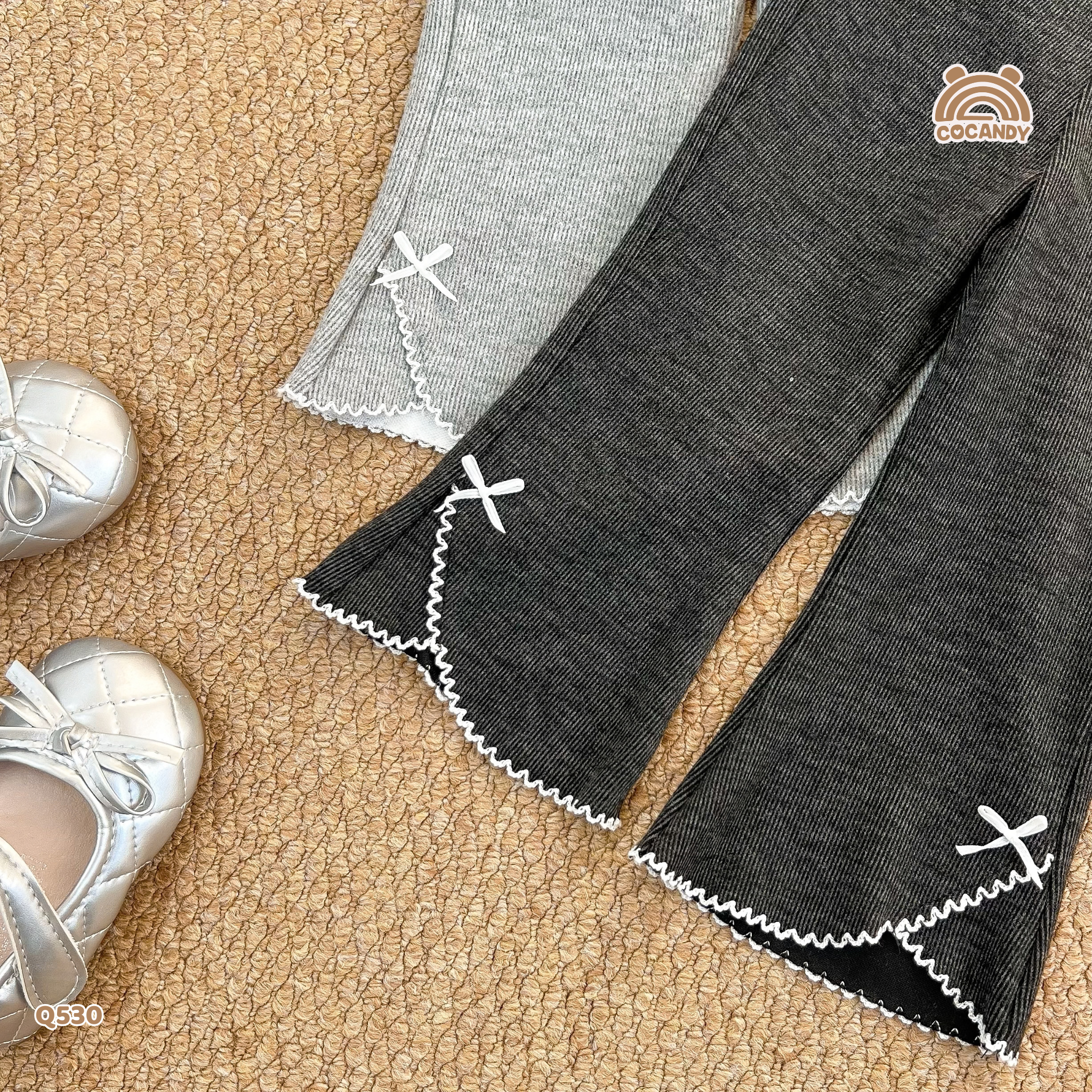 Quần dài legging XÁM ĐẬM phối nơ gấu_thumbnail_4