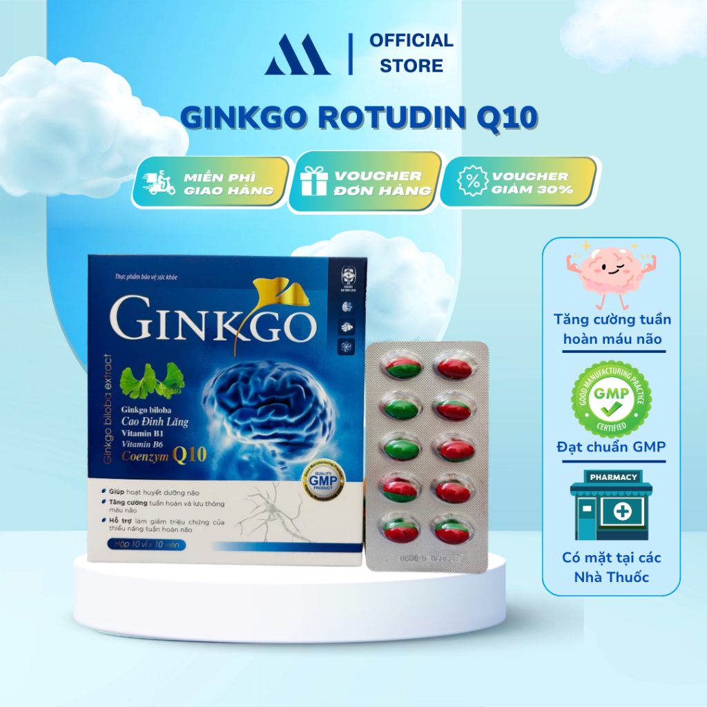Thực phẩm bảo vệ sức khỏe Ginkgo ( Hộp 10 vỉ x 10 viên )