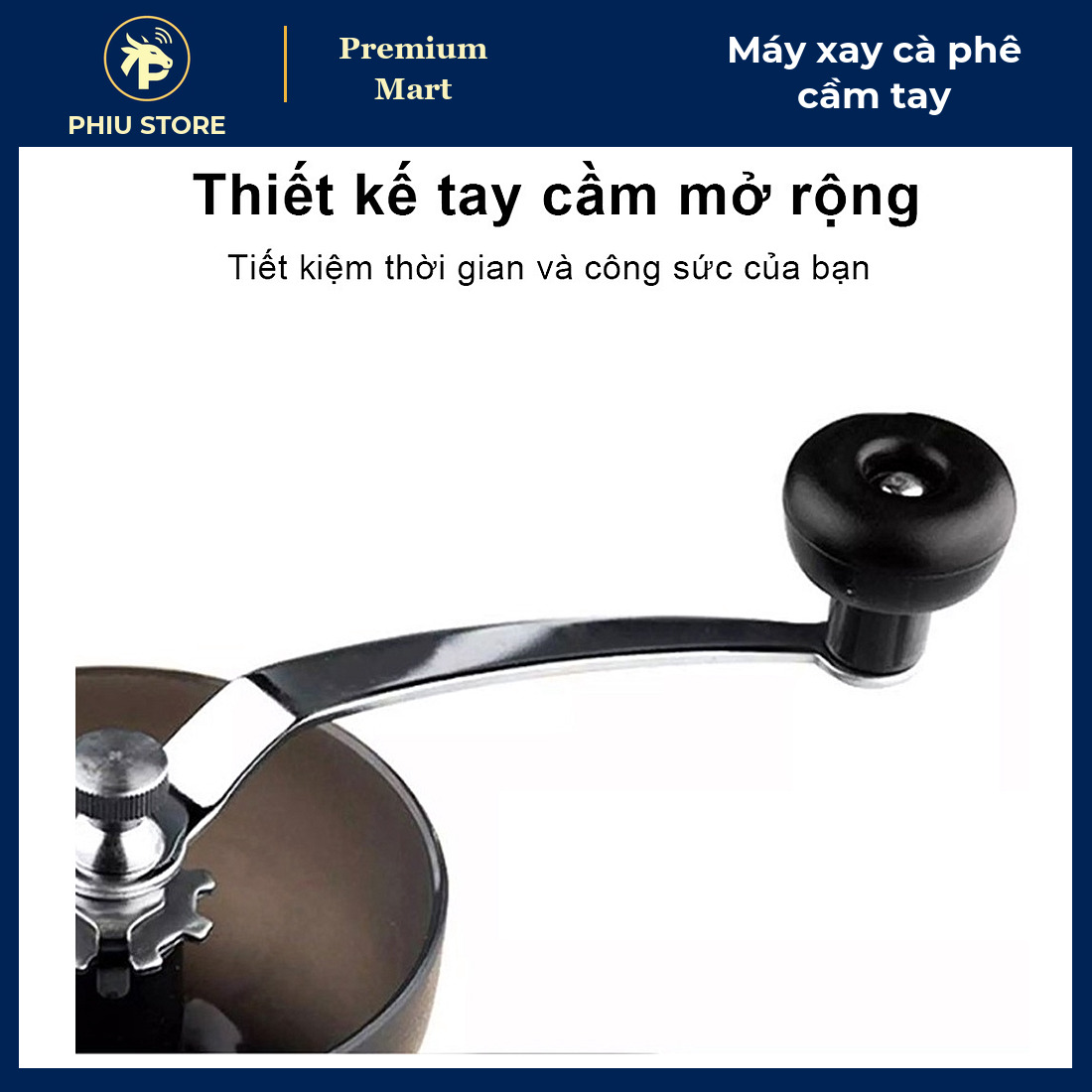 Máy Xay Cà Phê Cầm Tay Cối Gốm Điều Chỉnh Độ Mịn, Kèm 2 Hũ Thủy Tinh Có Đế Chống Trượt - PHIU STORE_thumbnail_5