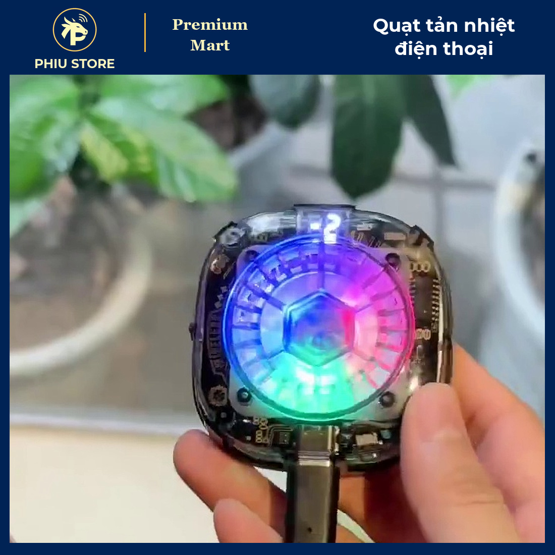 Quạt Tản Nhiệt Điện Thoại Sò Lạnh Từ Tính, Có Ngàm Kẹp, Đèn LED RGB - Làm Mát Khi Chơi Game - PHIU STORE_thumbnail_3