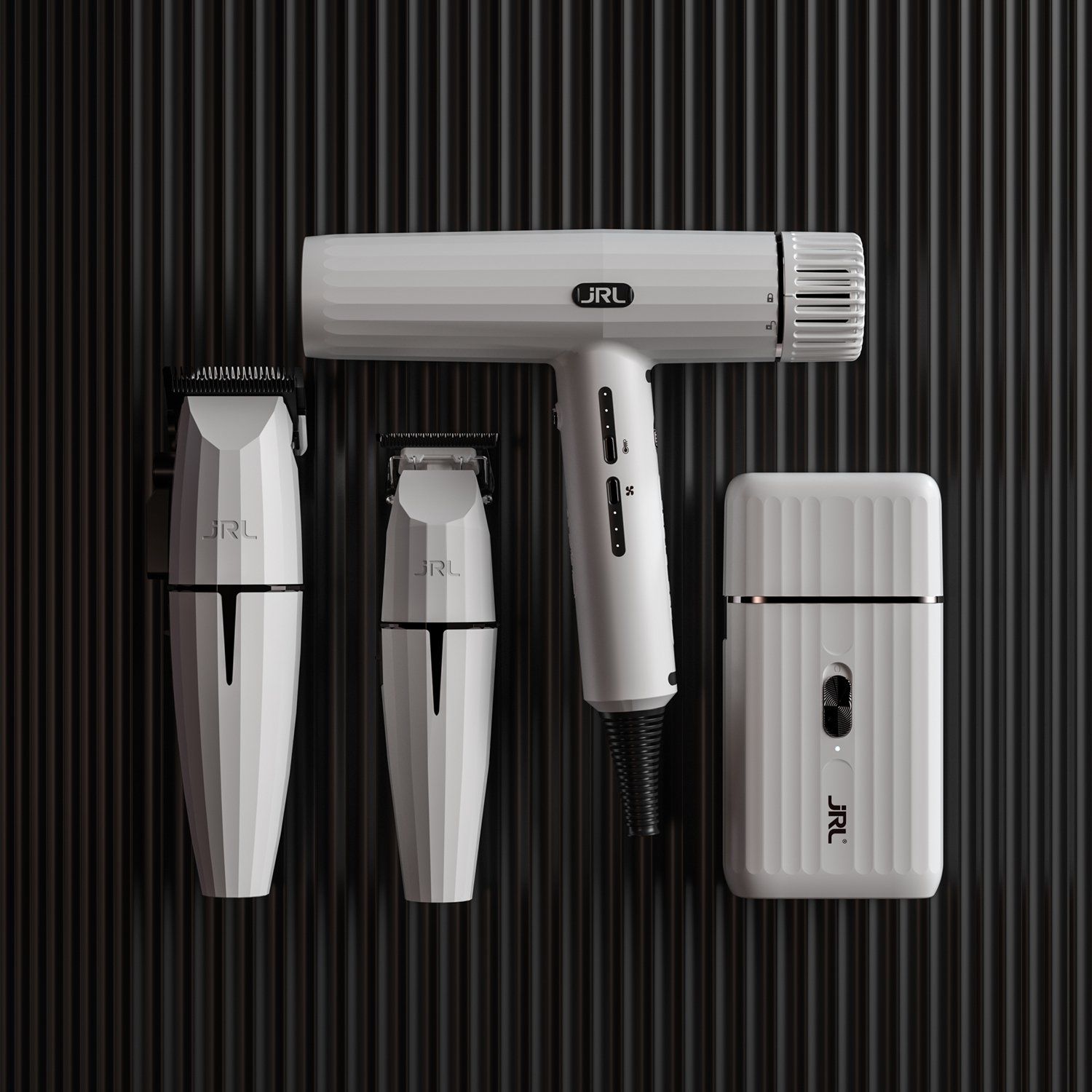 Bộ JRL Ghost Collection #3 – Tông đơ 2020C + Tông viền 2020T + Máy cạo SF + Máy sấy Forte Pro (Trắng)