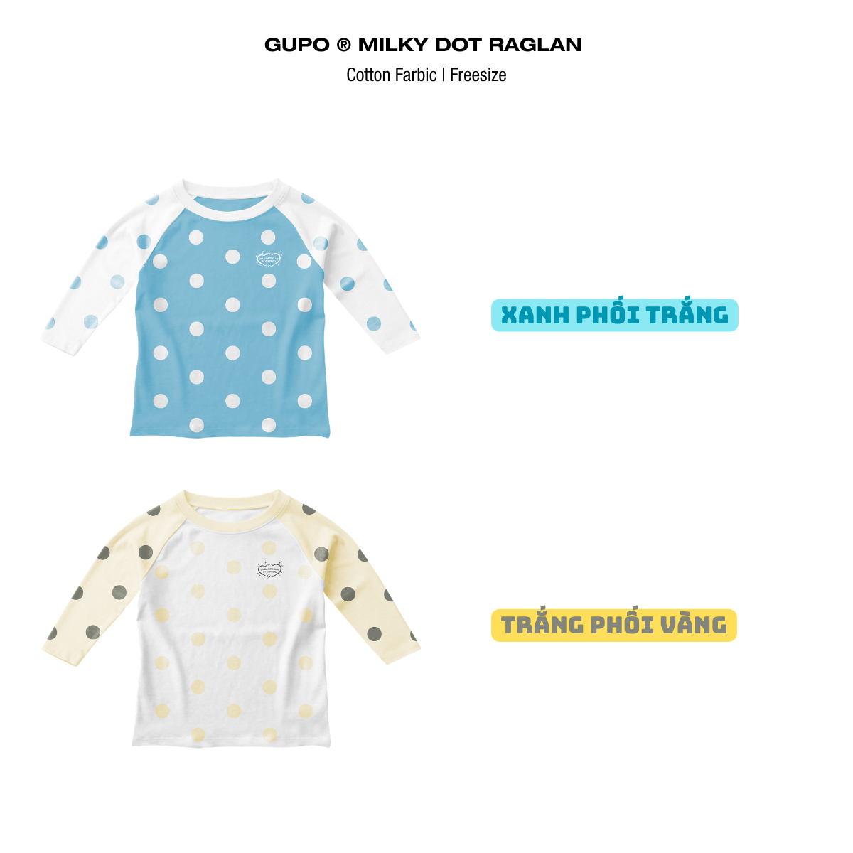 Áo Raglan Tay Lửng GUPO Milky Dot Form Ôm Vừa Thun Cotton Borip Co Giãn Chấm Bi Phối Màu - ATL01_thumbnail_11