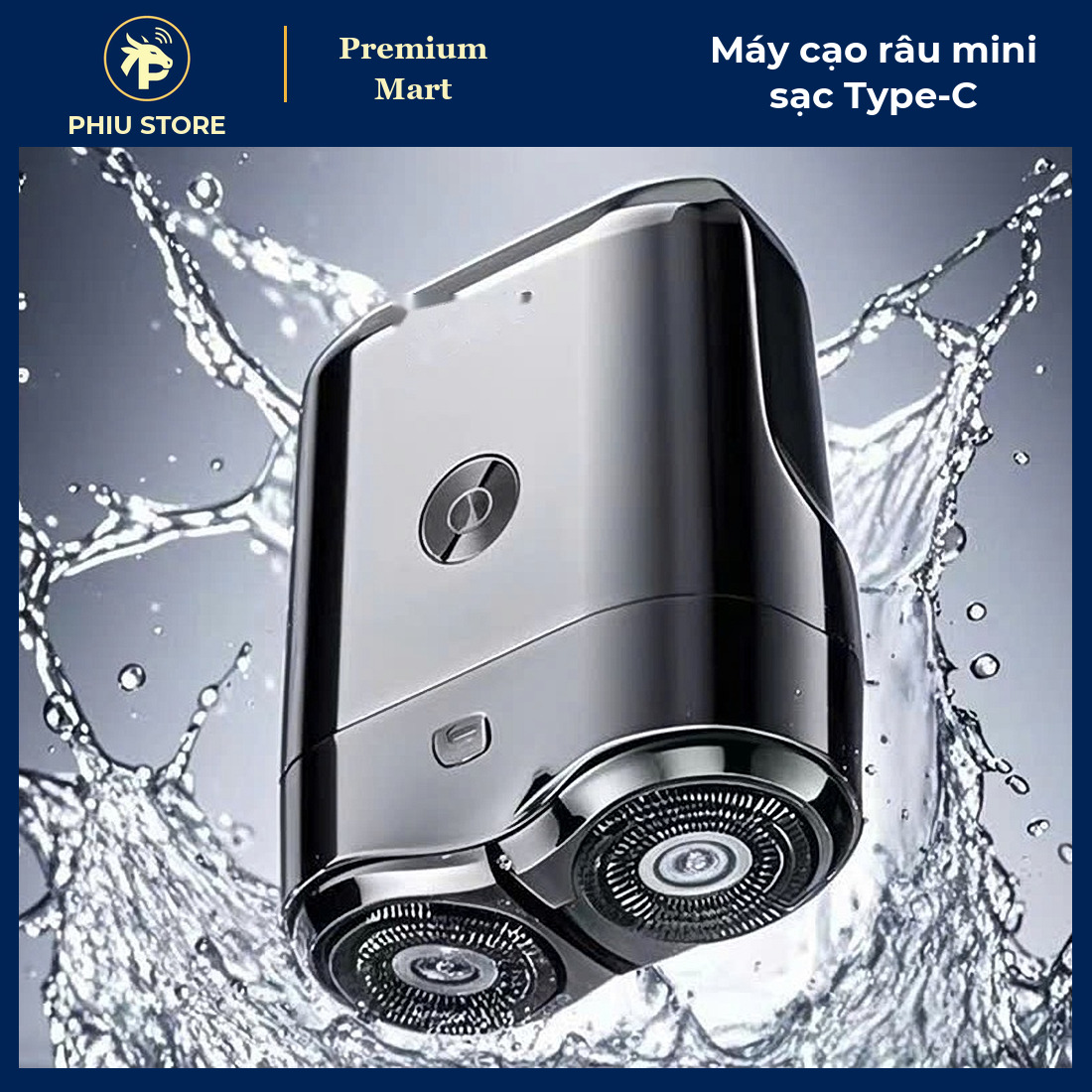 Máy Cạo Râu Mini 2 Đầu Quay Sạc Type-C, Cạo Khô Và Ướt, Thân Máy Chống Nước, Nhỏ Gọn Bỏ Túi - PHIU STORE_thumbnail_2