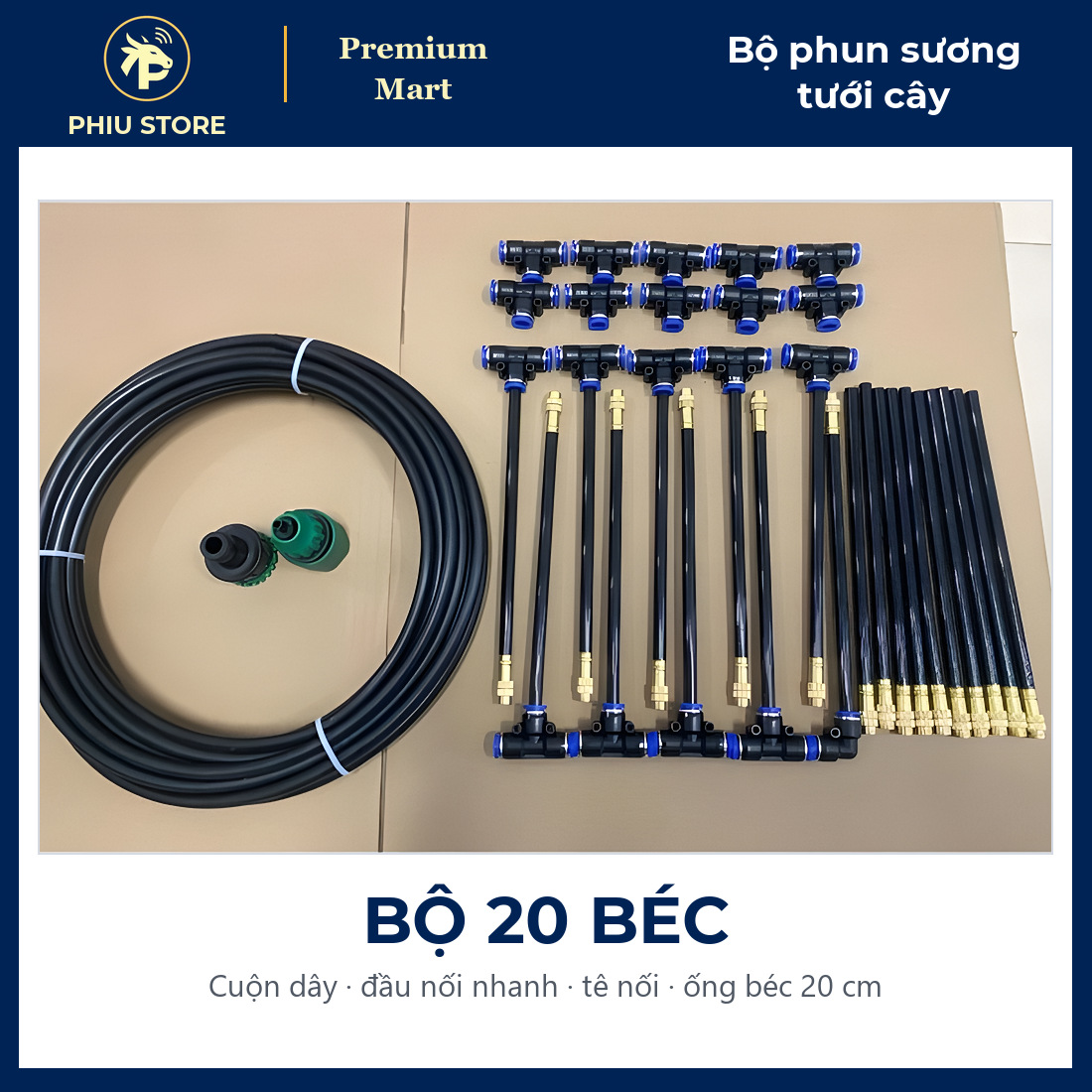 Bộ Phun Sương Tưới Cây 5–20 Béc Chỉnh Hướng, Ống Uốn Cong 20 cm, Dây PE 8 mm - Vườn, Ban Công, Sân Thượng - PHIU STORE_thumbnail_4