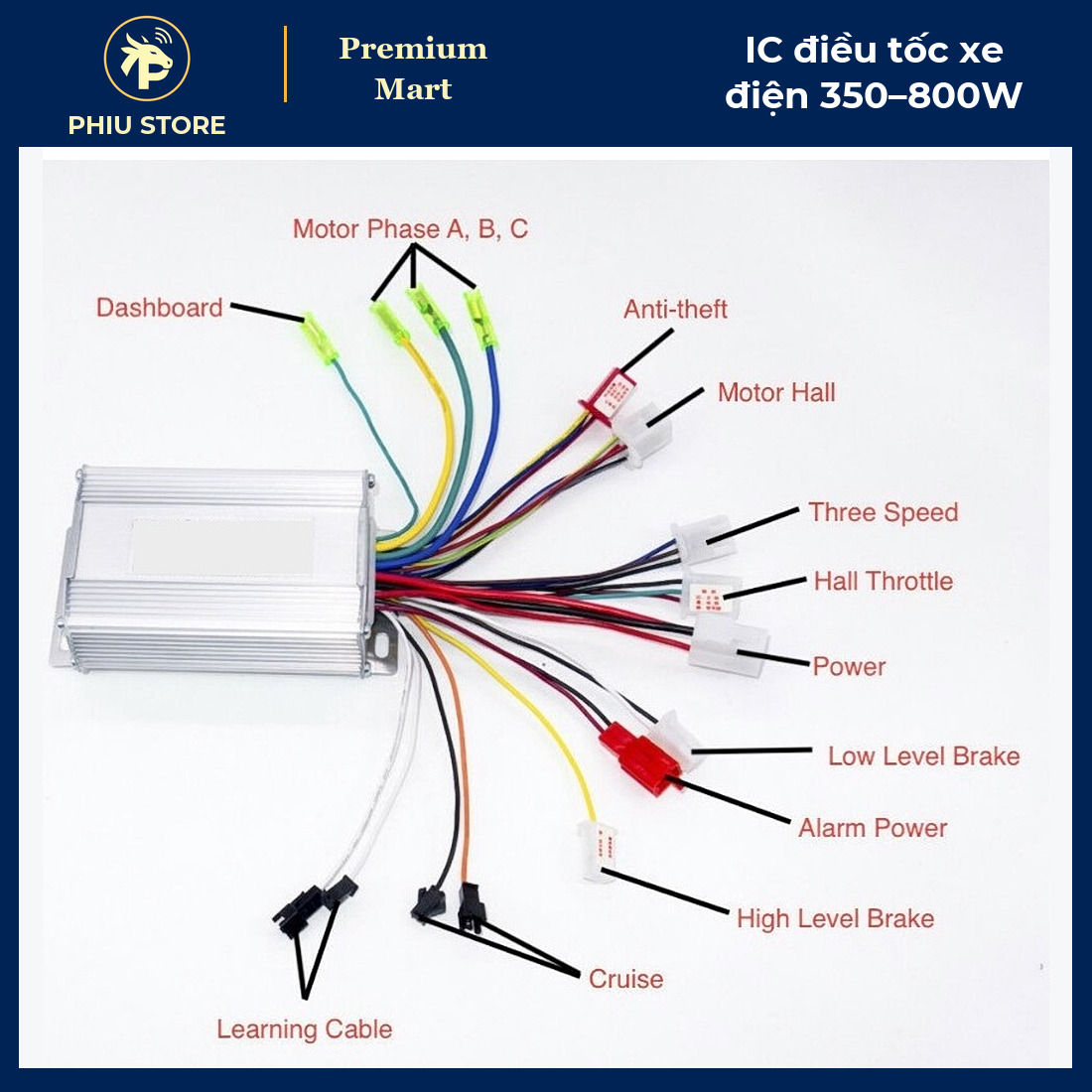 IC Điều Tốc Xe Điện 350–800W 36/48/64V - Bộ Điều Khiển Không Chổi Than 5 Trong 1 - PHIU STORE_thumbnail_1