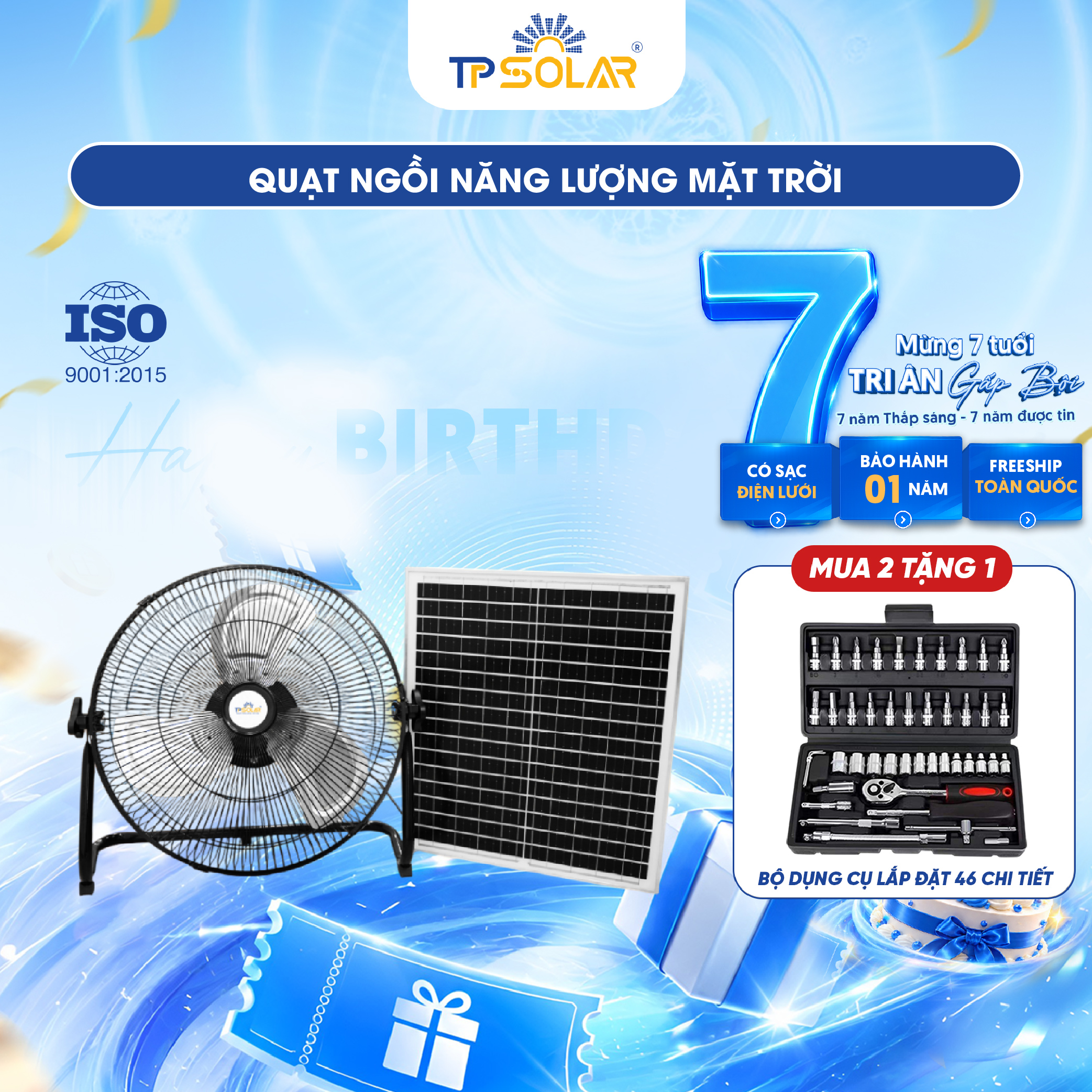 Quạt ngồi năng lượng mặt trời TP SOLAR QN01