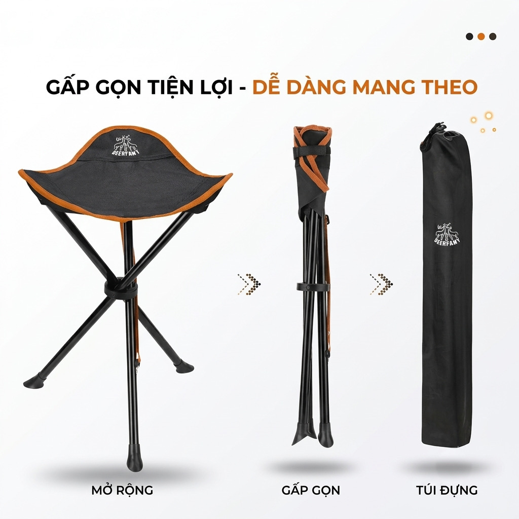 Ghế Xếp 3 Chân Dã Ngoại DEERFAMY (0.95kg - Chịu Tải 100kg)_thumbnail_9