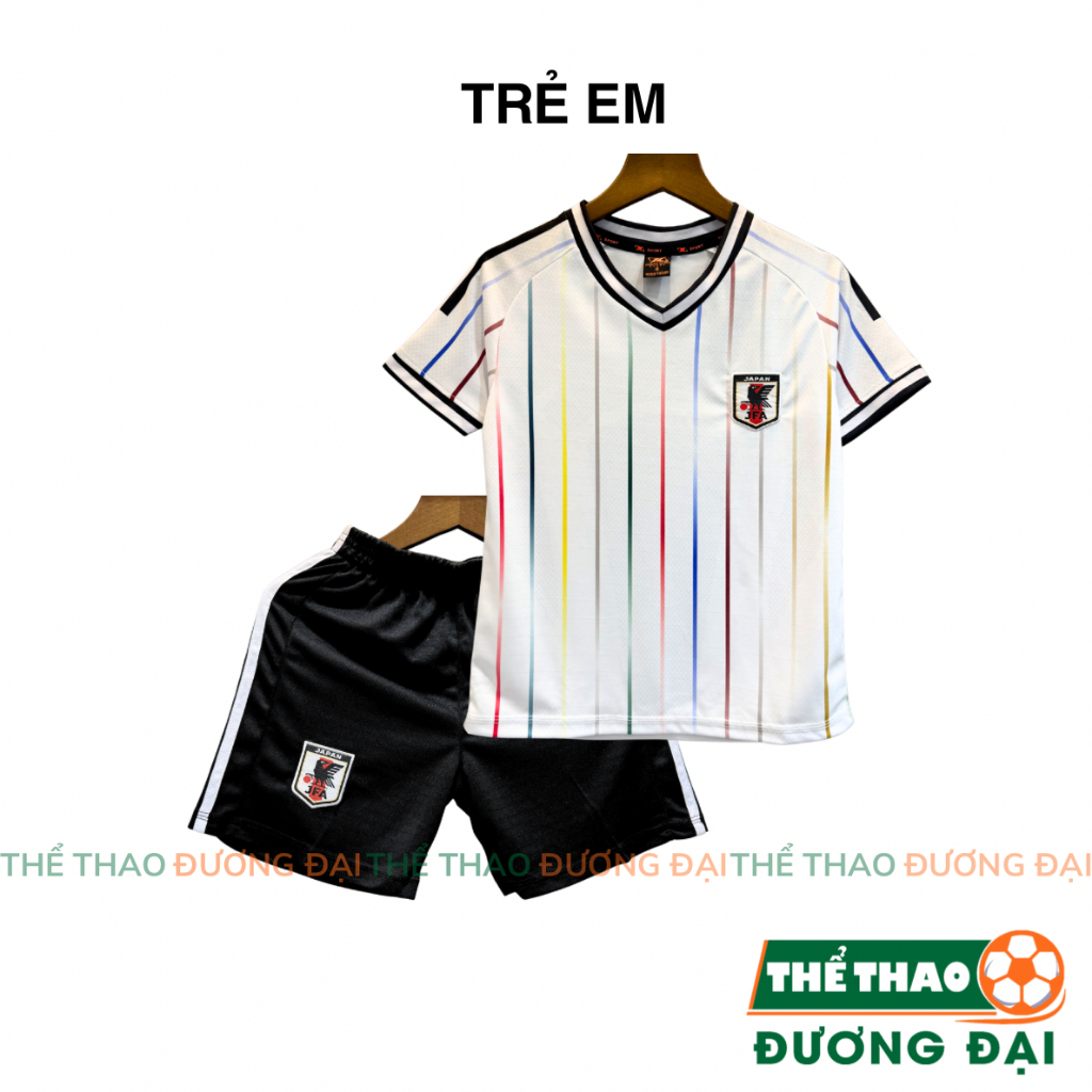 Quần Áo Bóng Đá Trẻ Em ĐT Nhật Trắng WC26 Thun Mè Thoáng Khí Thể Thao Đương Đại