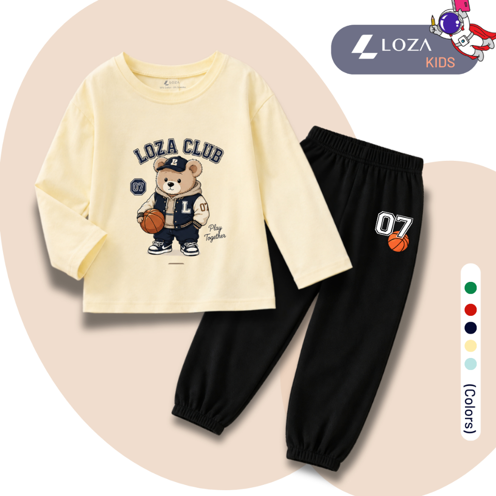Set bộ Thu - Đông chất liệu cotton bé trai hình Gấu LOZA CLUB - Loza Kids BW718