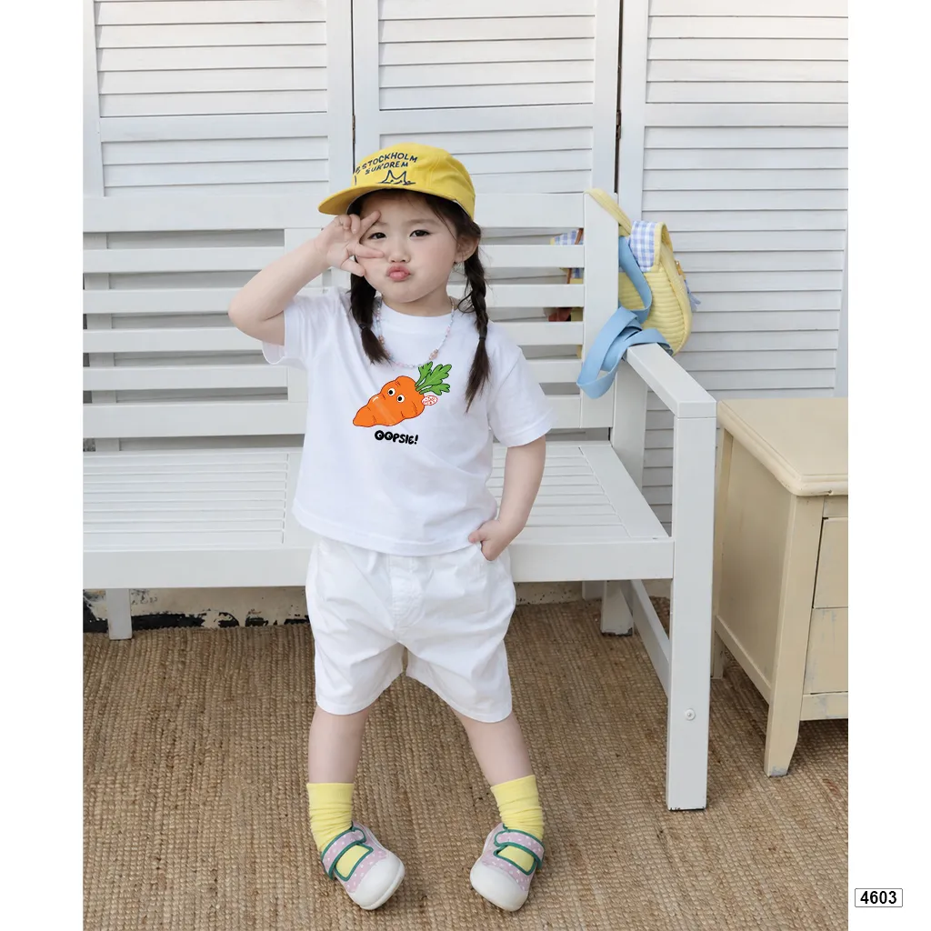 Áo thun trẻ em Kado cổ tròn in hình cà rốt hoạt hình dễ thương vui nhộn cho bé trai bé gái 4603_thumbnail_2